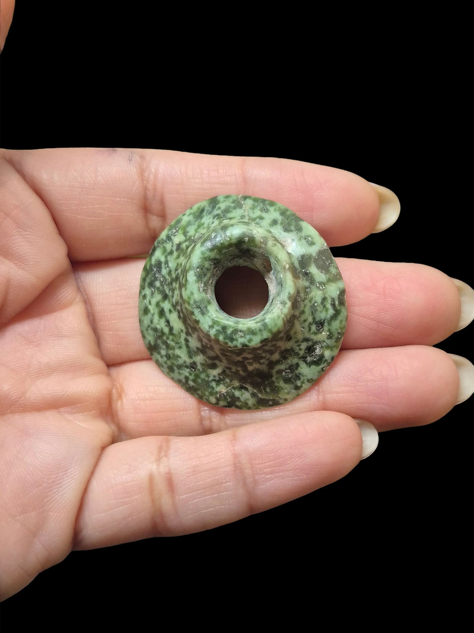 Pre-Columbian Mayan Jade Ear Flare: 1.25"x.5" Pre-Columbian Mayan Jade Ear Flare, Mesoamerica, 300-800 CE
