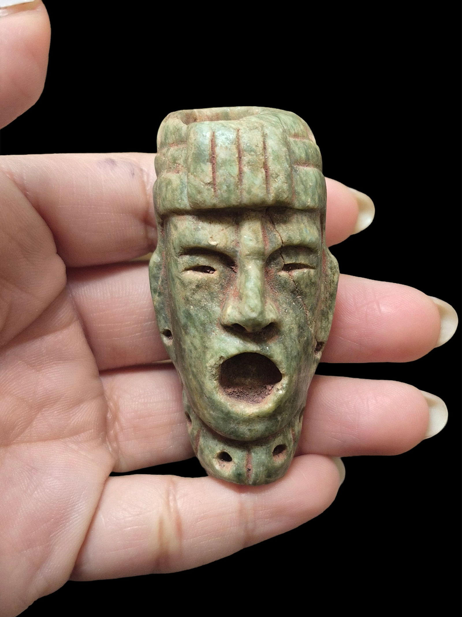 Pre-Columbian Olmec Jade Effigy Pendant Carving (1 of 5)