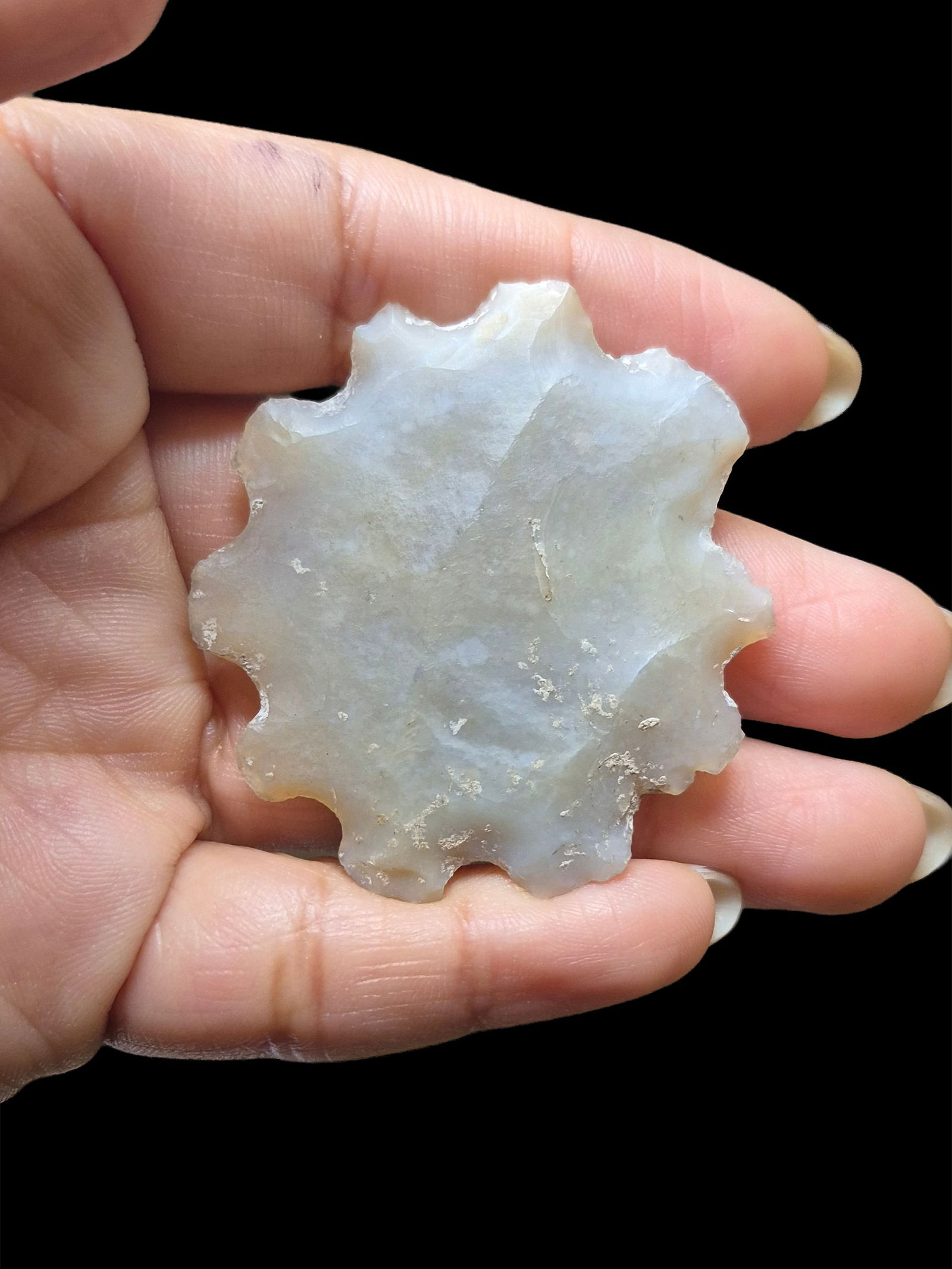 Pre-Columbian Mayan Chalcedony Ceremonial Eccentric Flint: 1.75"x1.75" Pre-Columbian Mayan Chalcedony Eccentric Flint, Mesoamerica 300-800 CE