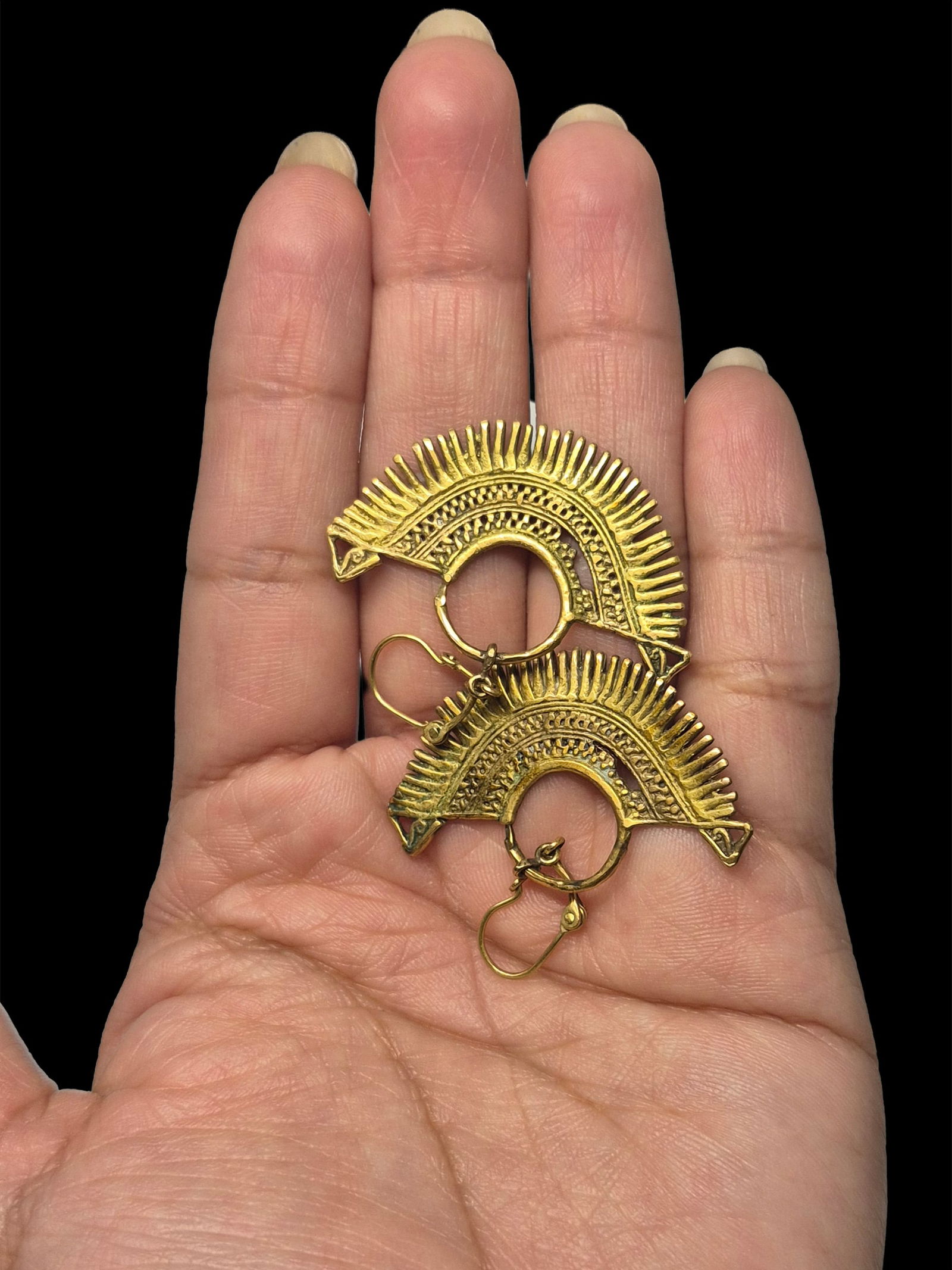 Pre-Columbian Gold Half Moon Bird Earrings (1 of 5)