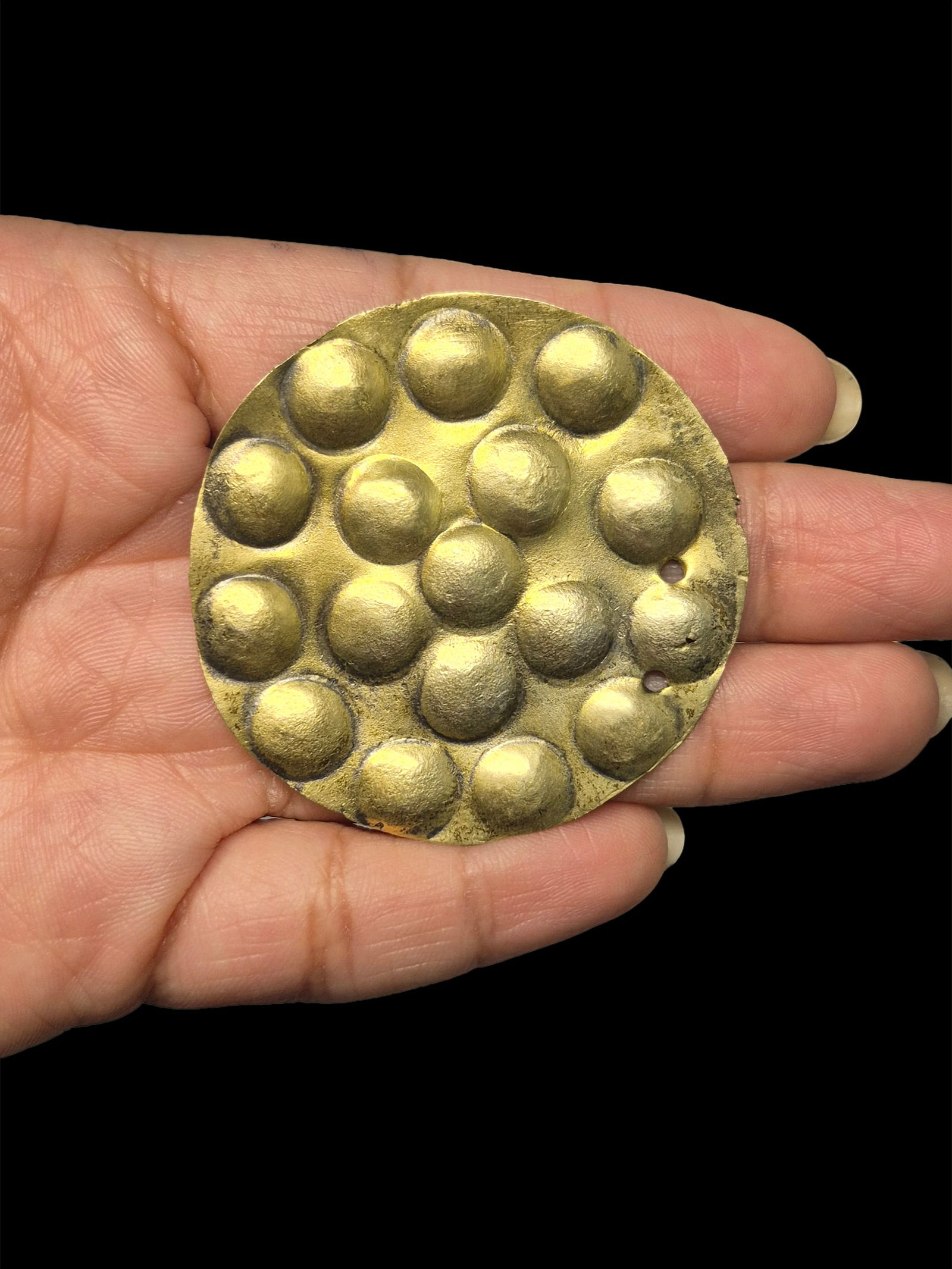 Pre-Columbian Gold Relief Disc Pendant, Chimu (1 of 5)