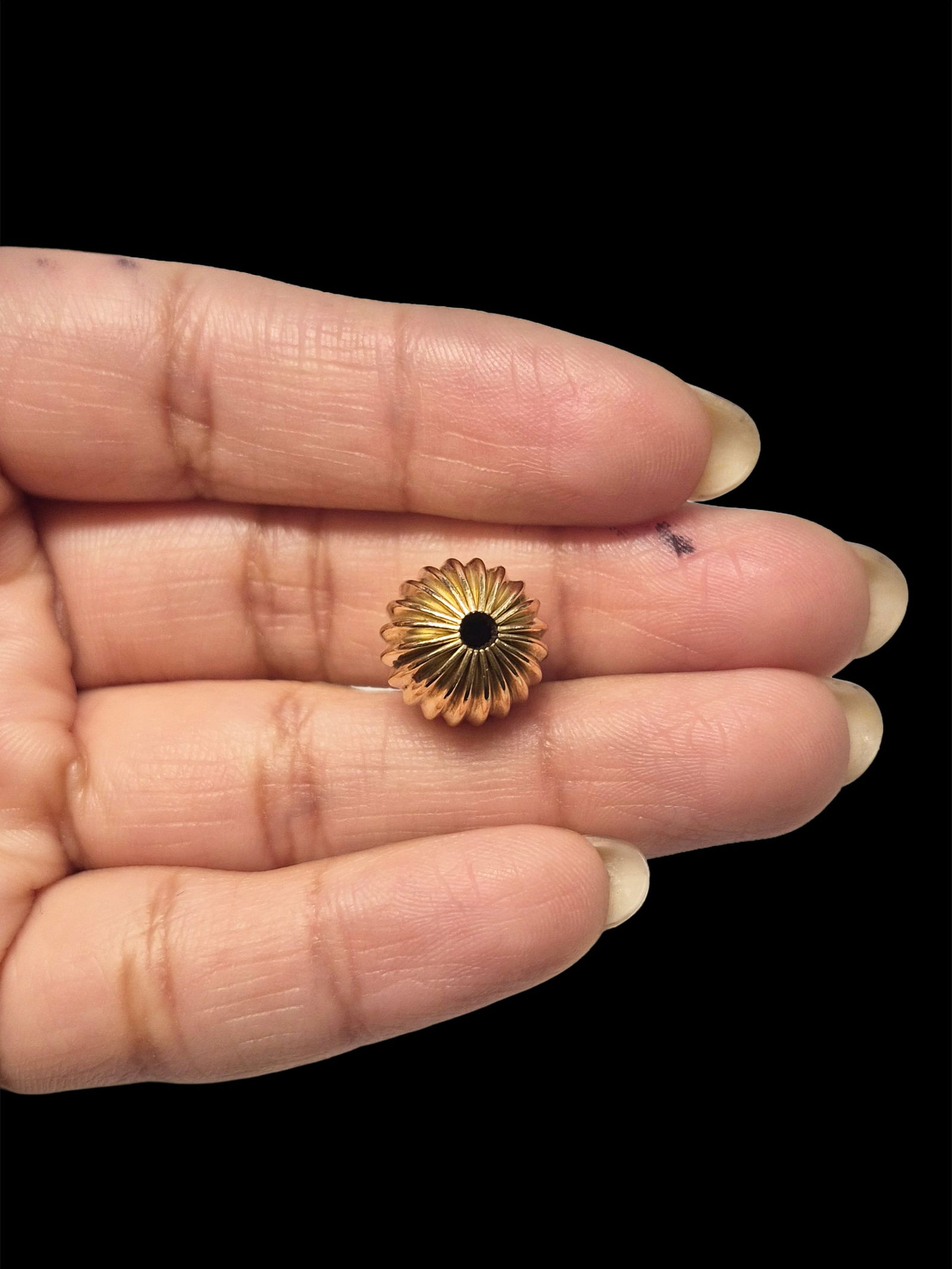 Antique Gold Round Melon Bead: 5/8" Antique Gold Round Melon Bead, 14-karat, 1.1g