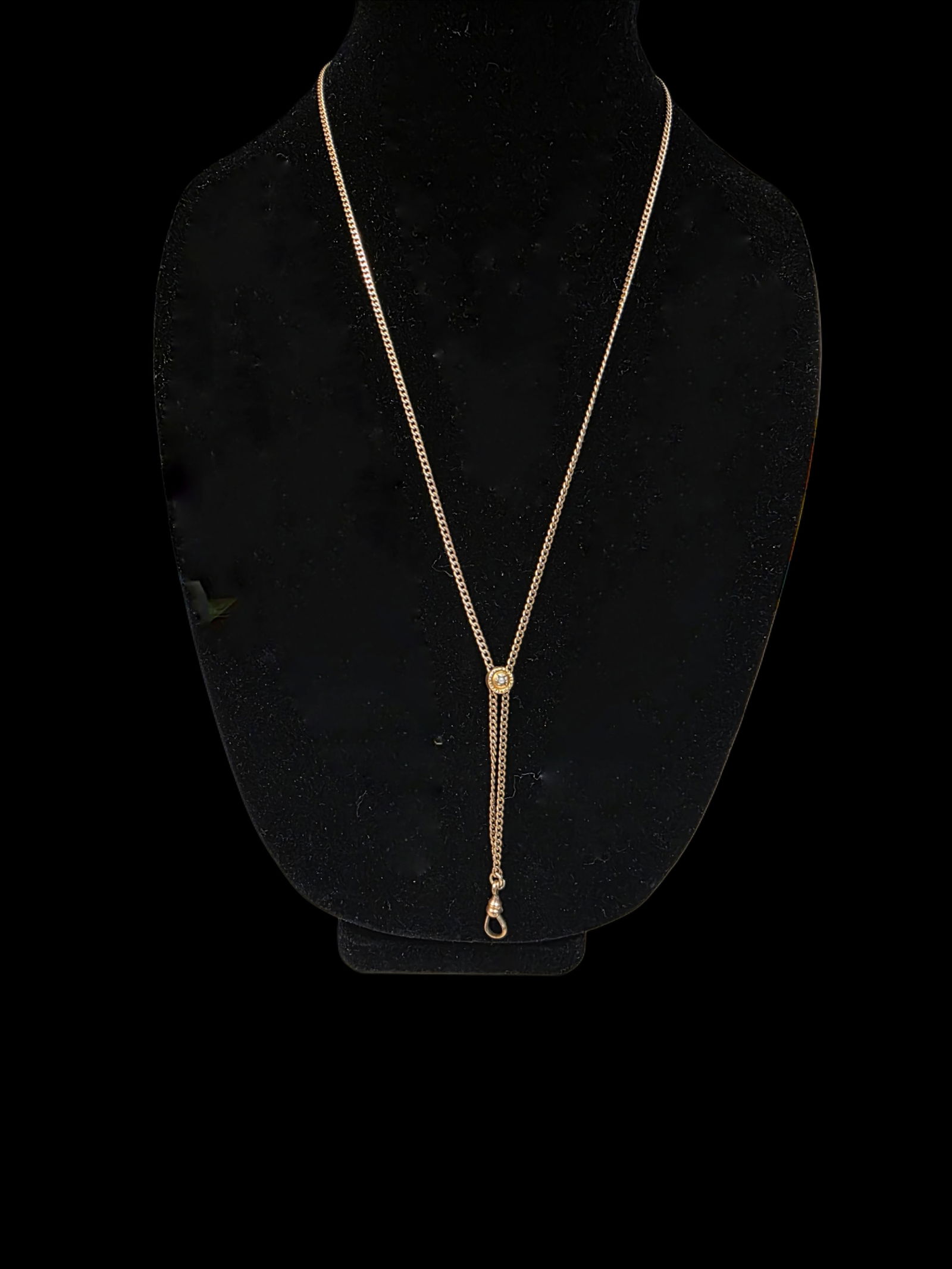 Victorian Gold Filled Chain with Seed Pearl Clasp: 15" Victorian Gold Filled Chain with Seed Pearl Clasp, 8.6g, 15" Drop Length, Possible Pocket Watch Chain, 12KT