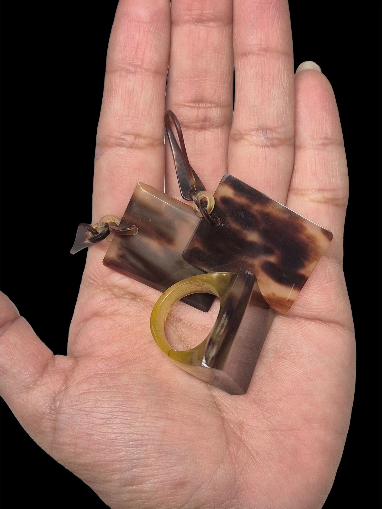 Antique Victorian Tortoise Earring and Ring Set (1 of 6)