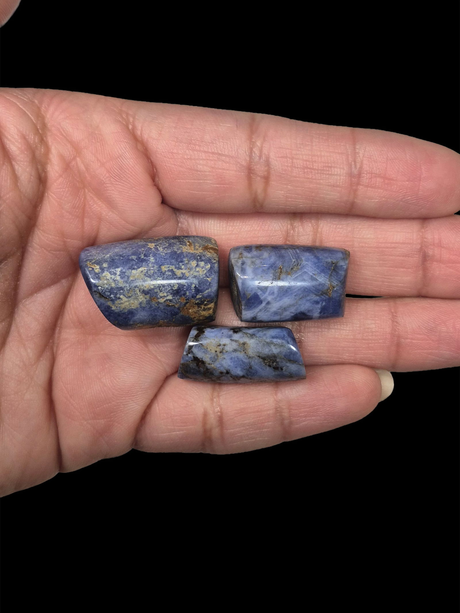 Pre-Columbian Sodalite Beads: .6"x1" Pre-Columbian Sodalite Beads, High Polish Tube Beads, South America, 600-1200 CE