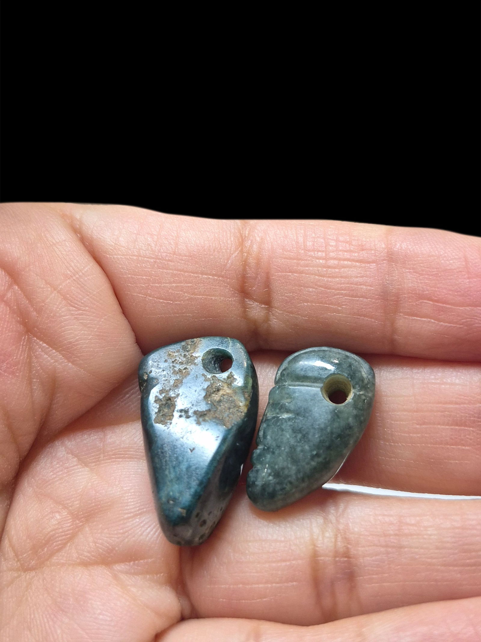 Pre-Columbian Blue Jade Face Beads, Nicoya Costa Rica (1 of 4)