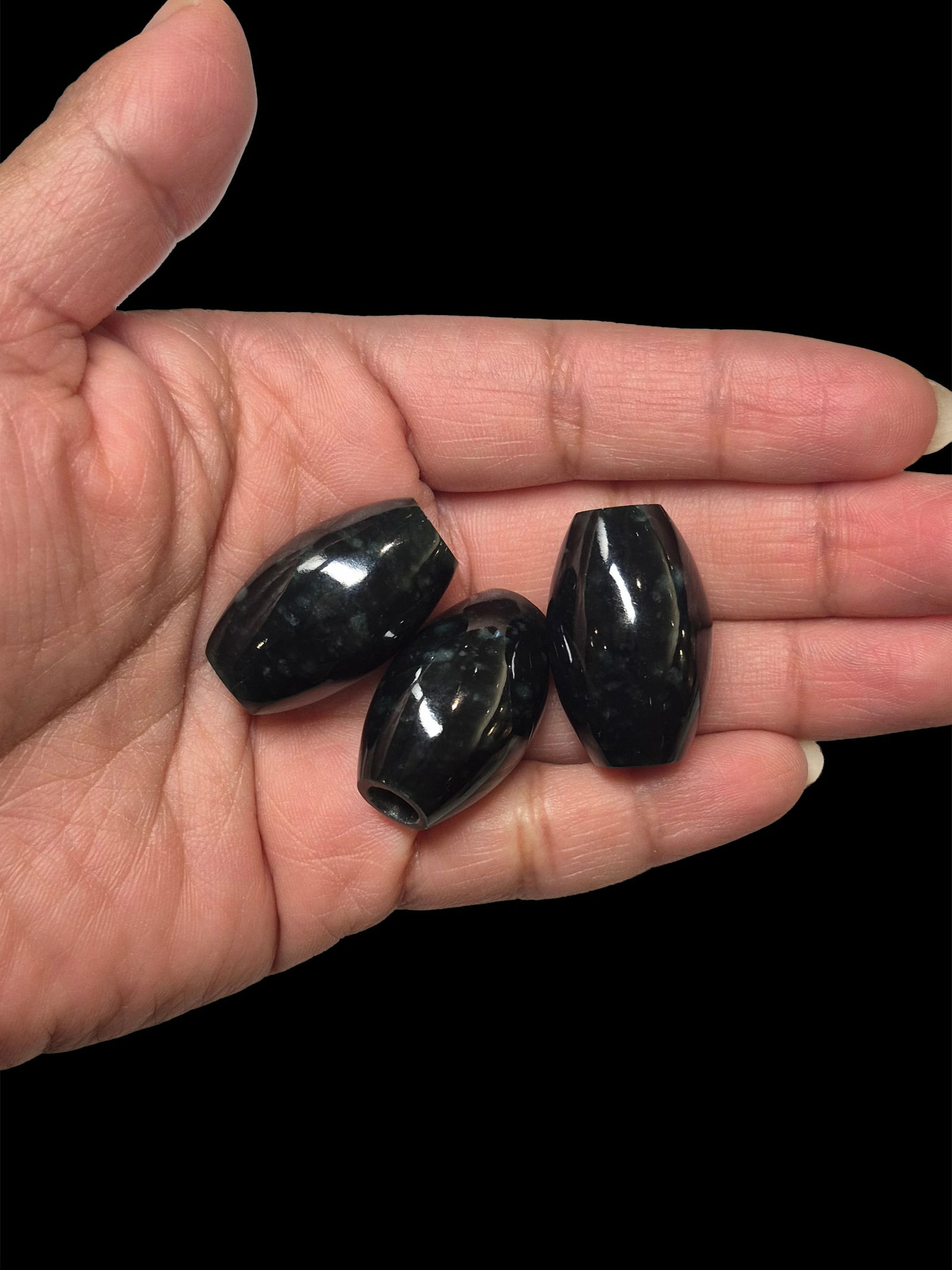 Pre-Columbian Style Jadeite Jade Tubular Beads: .5" x 1" Pre-Columbian Style Jadeite Jade Tubular Beads, Translucent, Montauga River Valley, Guatemala