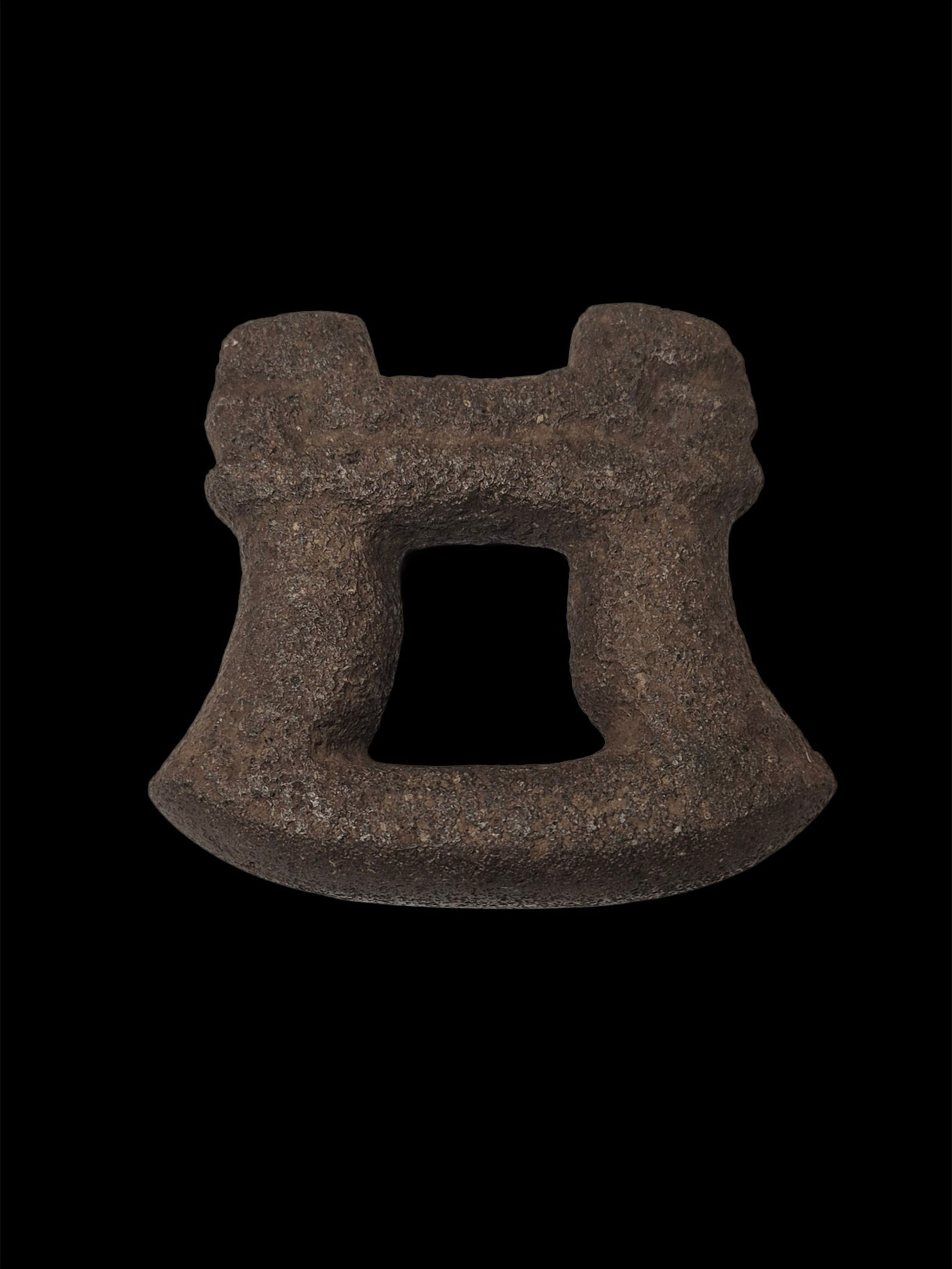 Pre-Columbian Stirrup Shape Pestle, Tairona Culture: 5"x4" Pre-Columbian Stirrup Shape Pestle, Tairona Culture, Mineral Deposits, Tairona Culture Colombia, 800-1200 CE