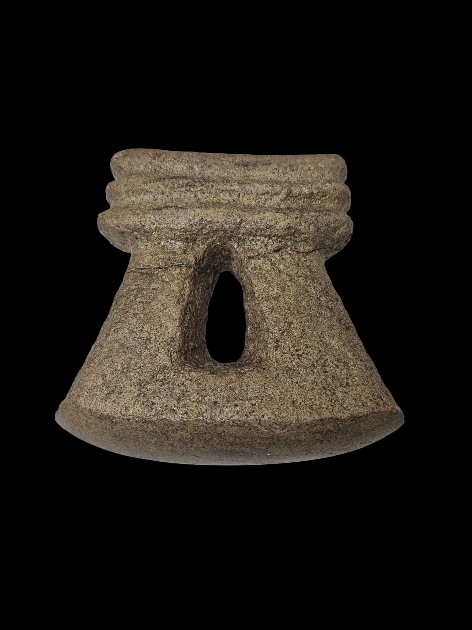 Pre-Columbian Stirrup-Shaped Mano, Costa Rica: 5"x4.5" Pre-Columbian Stirrup-Shaped Mano, Grinding Stone, Nicoya Costa Rica, 500-800 CE