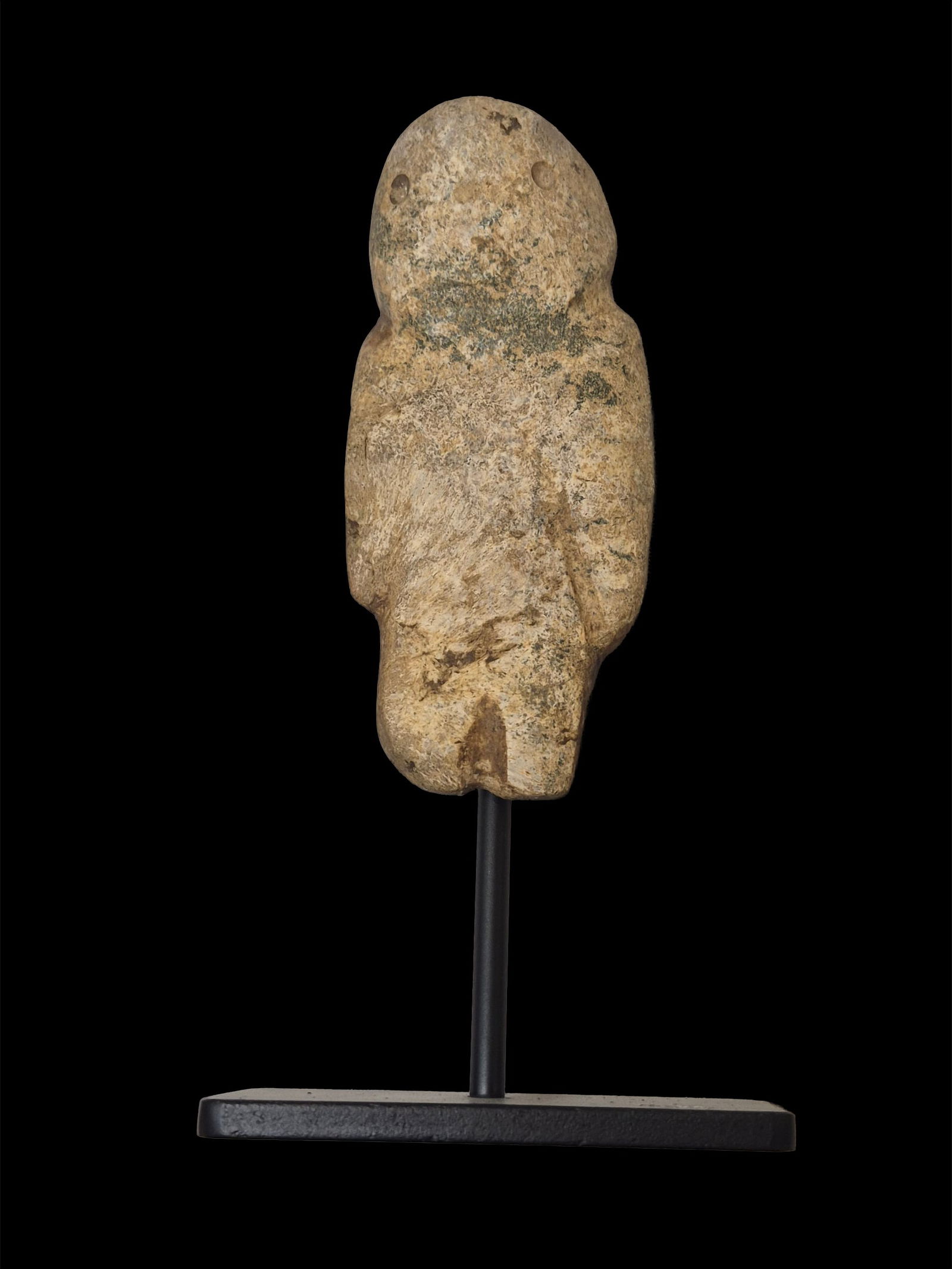 Pre-Columbian Mezcala Jade Stone Axe Effigy Figure: 2.3"x5.5" Pre-Columbian Mezcala Jade Stone Axe Effigy Figure, Heavy Calcification, Mezcala Culture 500-200 BCE, Dimensions 2.3" x 5.5" Not on Stand