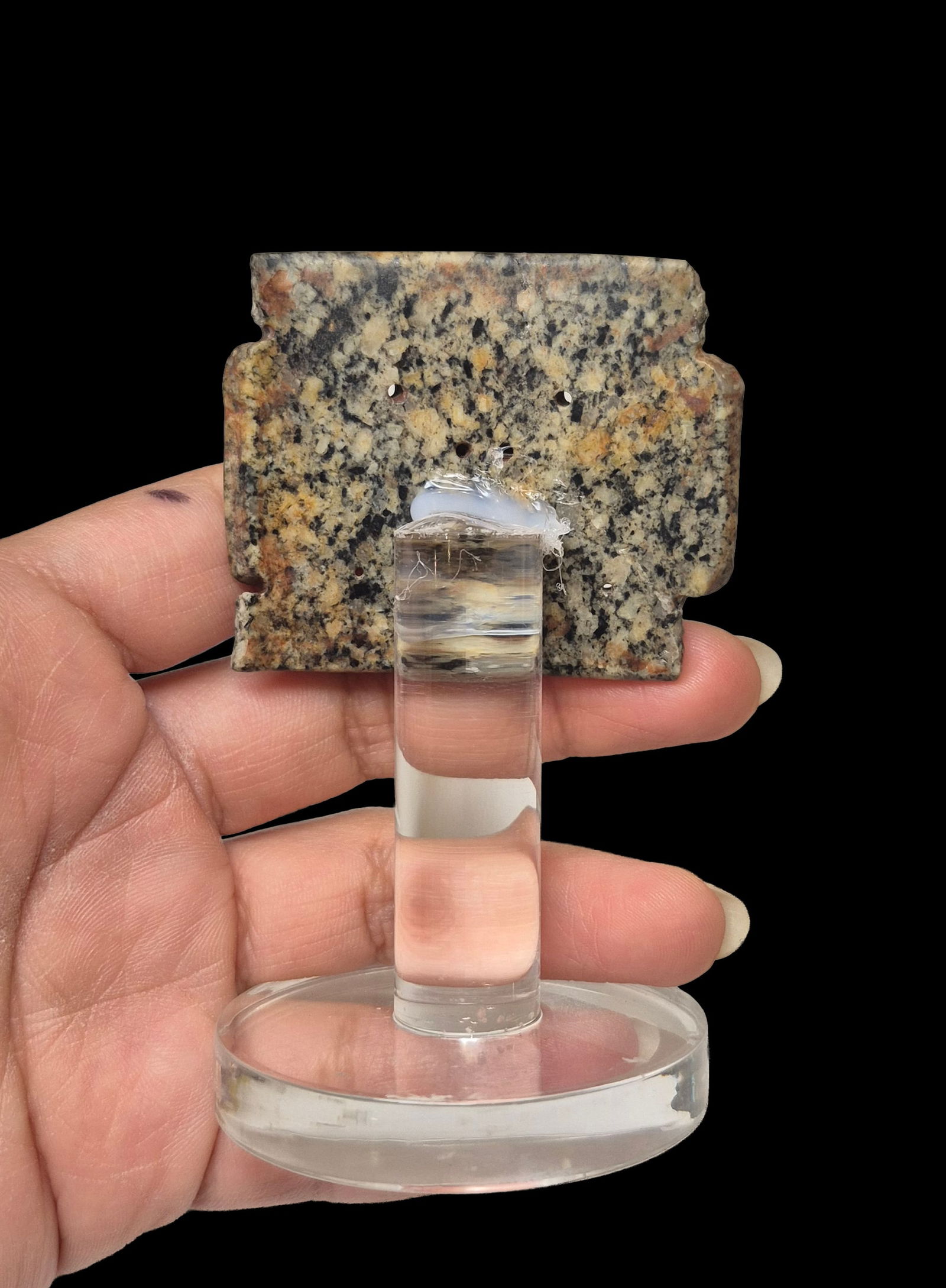 Pre-Columbian Olmec Serpentine Maskette Pendant: 2.1"x1.8" Pre-Columbian Olmec Serpentine Maskette Pendant, Olmec Culture 200 BC-400 CE