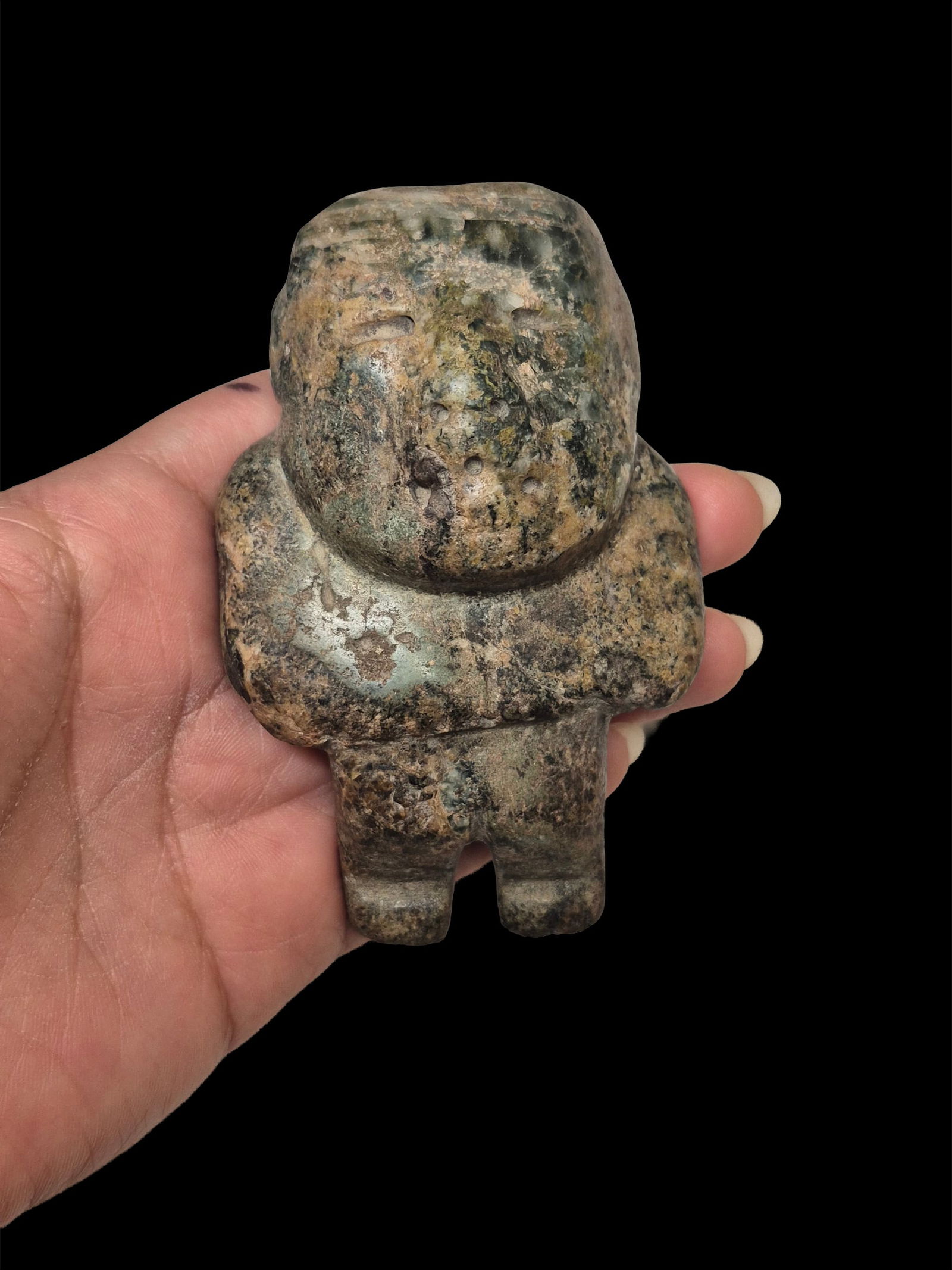 Pre-Columbian Mezcala Jade Stone Standing Figure: 2.4"x3.1" Pre-Columbian Mezcala Jade Stone Standing Figure, Mezcala Culture 500-200 BCE