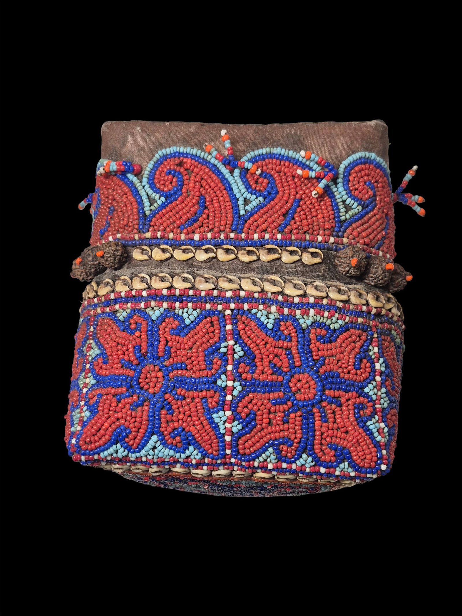 Antique Beaded Sumatra Dragon Wedding Basket: 5.3"x4.8" Antique Beaded Sumatra Dragon Wedding Basket