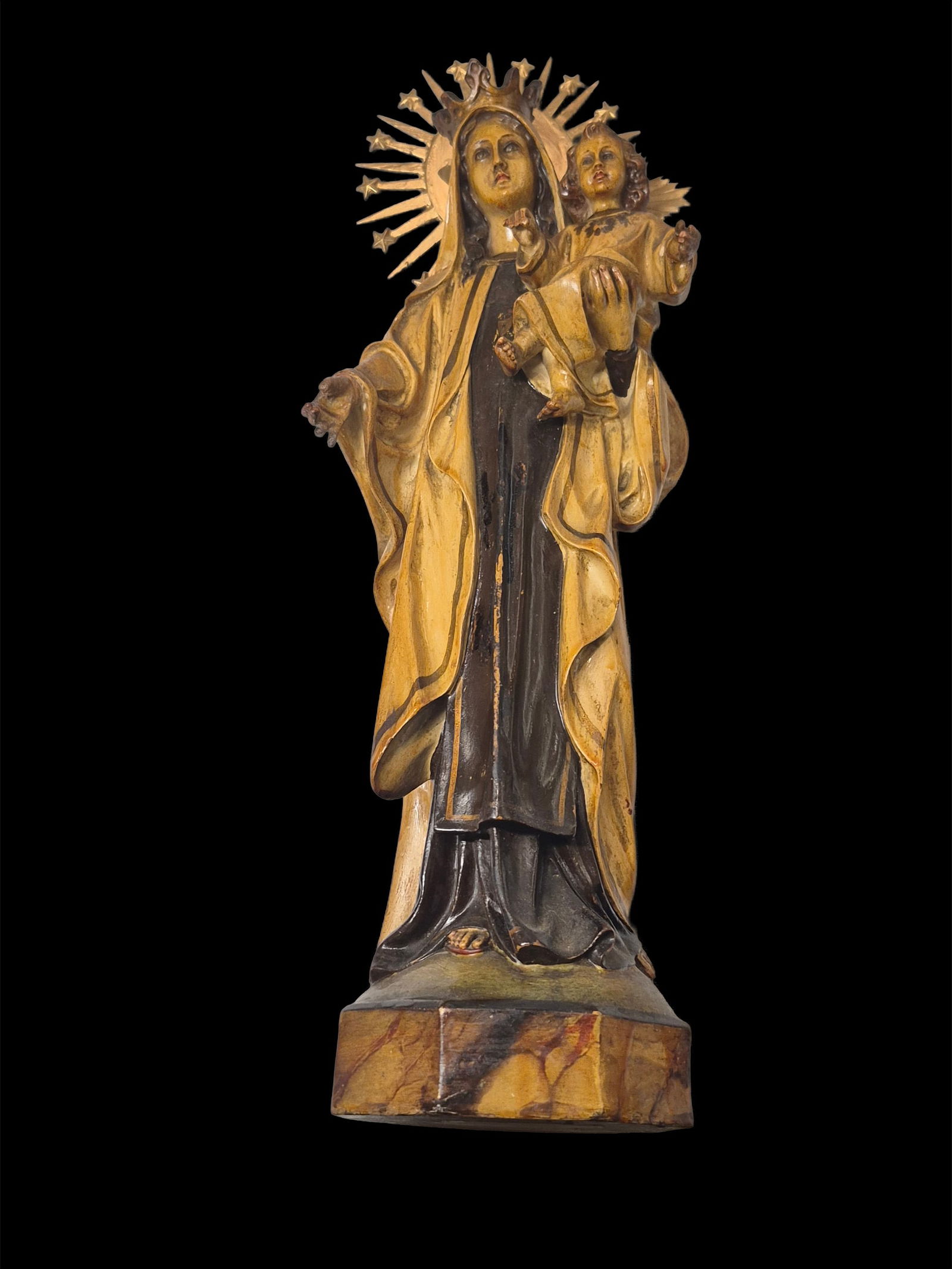 Antique Wooden Carved Statue Of the Virgin Mary and Child, 19th Century (1 of 4)