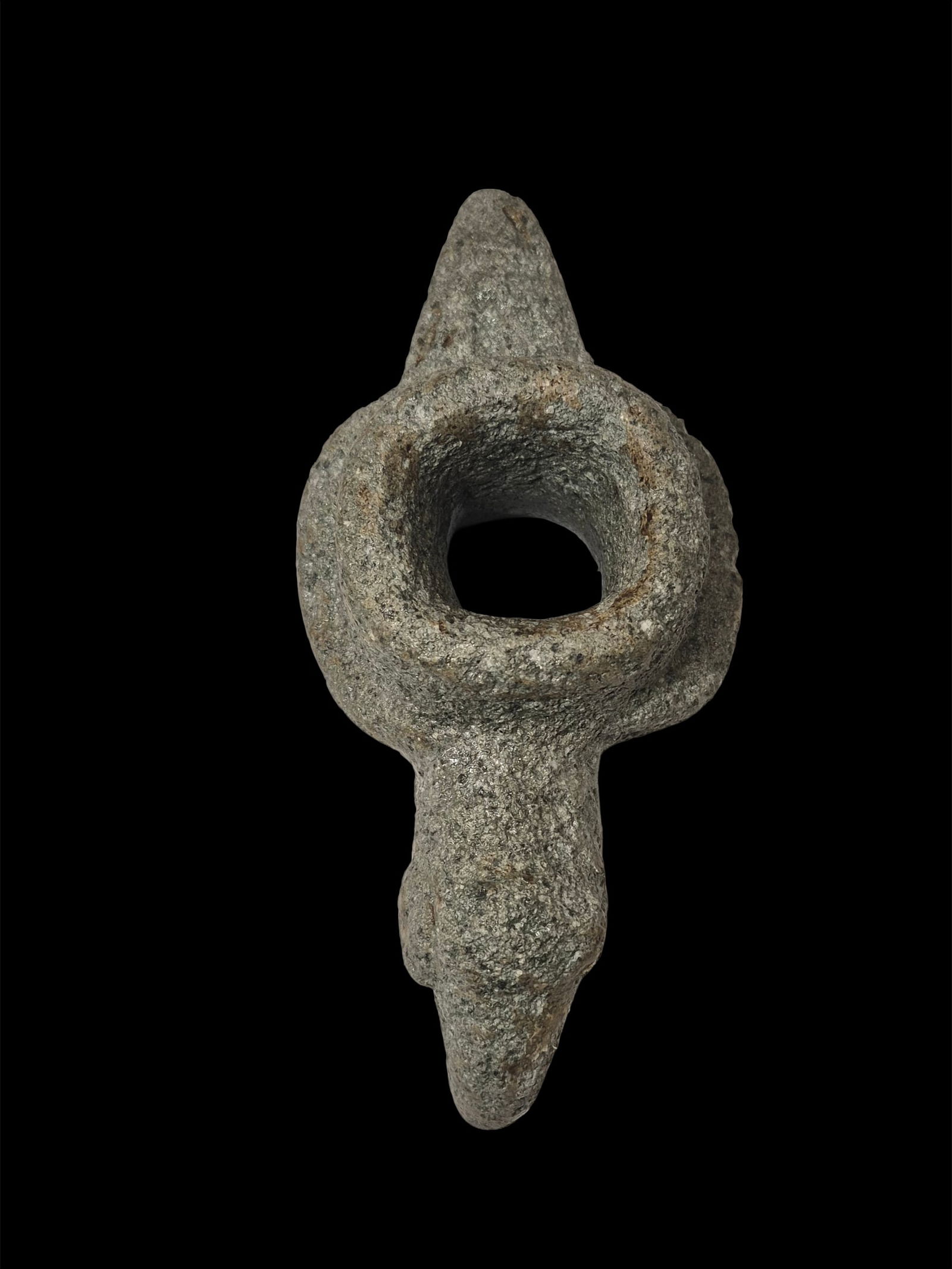 Pre-Columbian Stone Avian Mace, Atlantic Watershed Costa Rica: 8.6"x4" Pre-Columbian Stone Avian Mace, Costa Rican Avian Mace, Greenstone, Atlantic Watershed Costa Rica, 500-900 CE