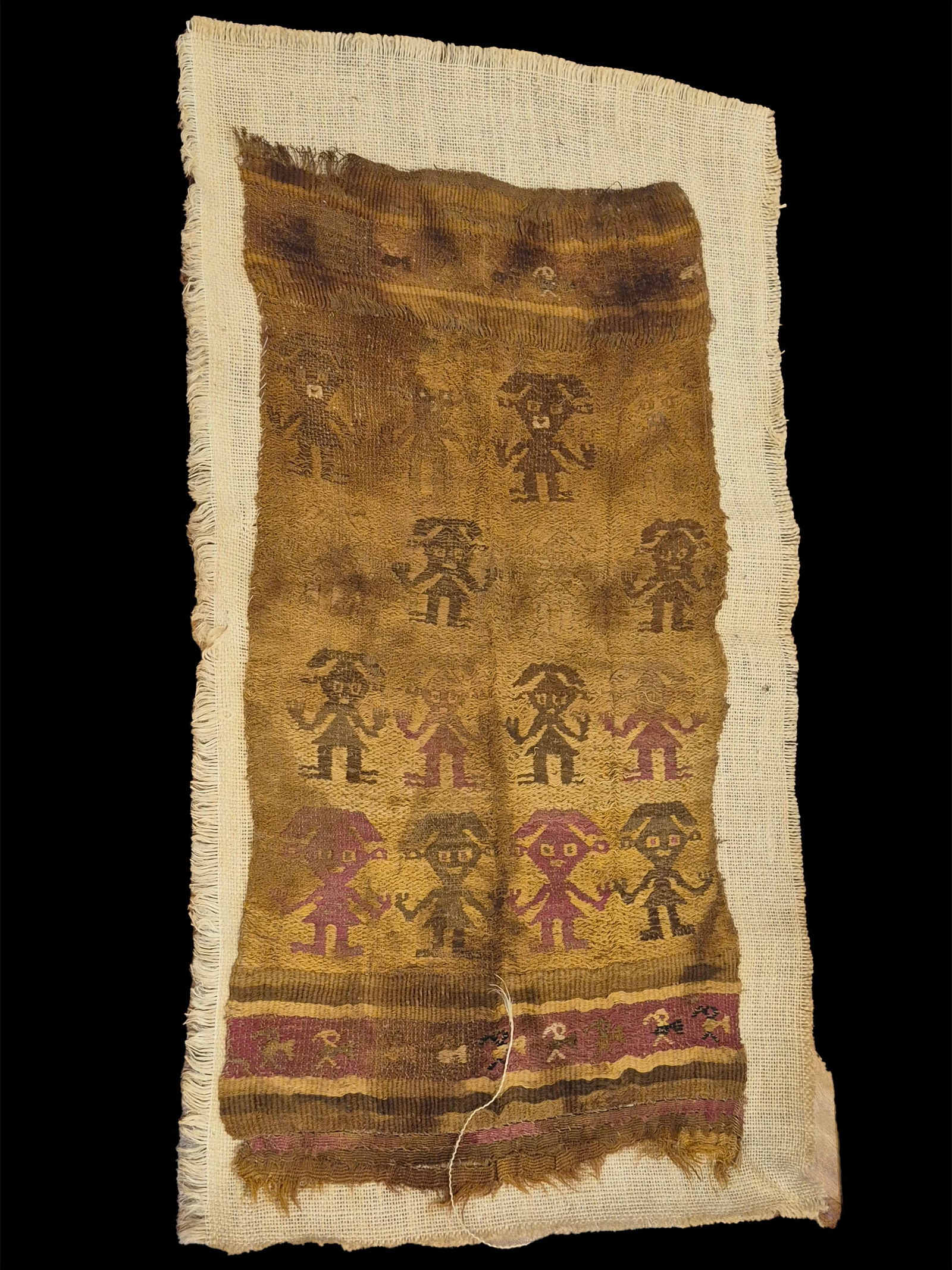 Pre-Columbian Textile Fragment Andean With Anthropomorphic Figures (1 of 3)