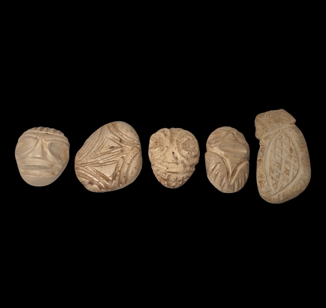 Pre-Columbian Taino Effigy Zemi Figures, Effigy, Kneeling, Masks Collection: 3"x3" Pre-Columbian Taino Effigy Zemi Figures Effigy, Kneeling, Masks, Collection, Taino Culture, ca. 1100-1500 A.D