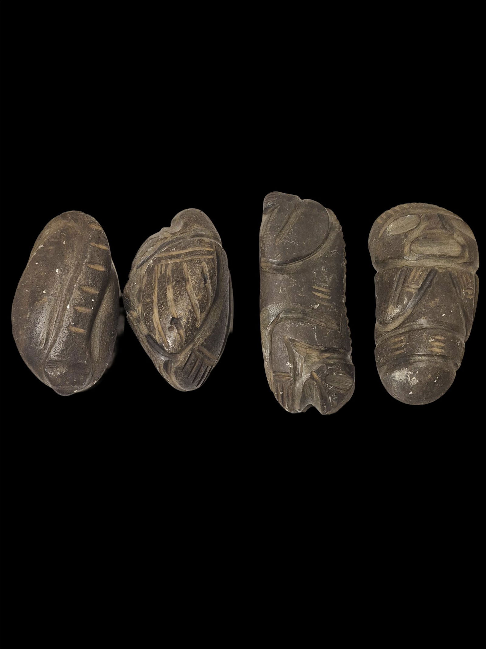 Pre-Columbian Taino Carved Stone Ceremonial Ritual Figures: 3"x6" Pre-Columbian Taino Carved Stone Ritual Figures, Snake, Bird, Effigy, Taino Culture, ca. 1100-1500 A.D