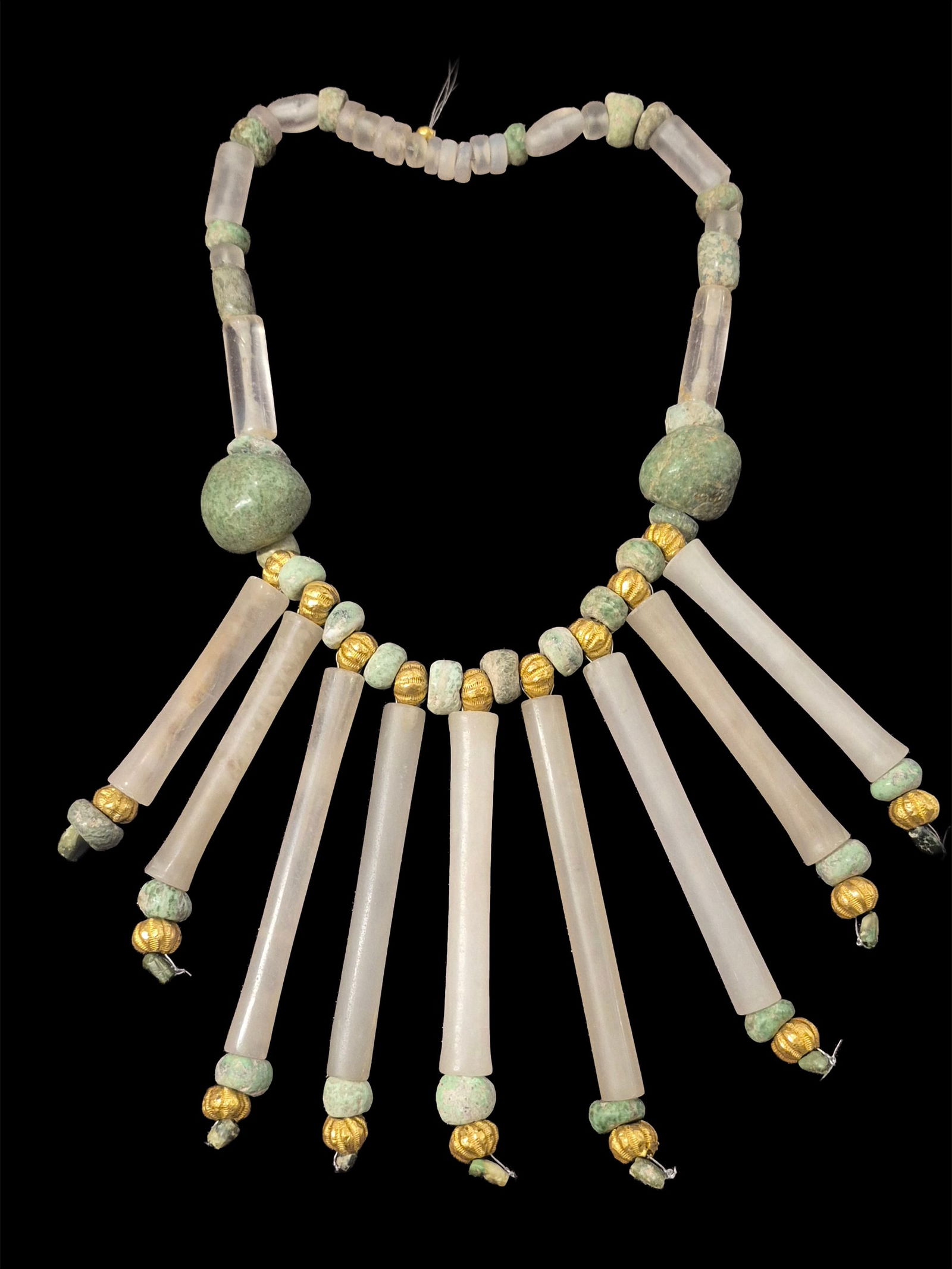 Pre-Columbian Tairona Crystal Quartz, Gold and Jade Beaded Necklace (1 of 3)