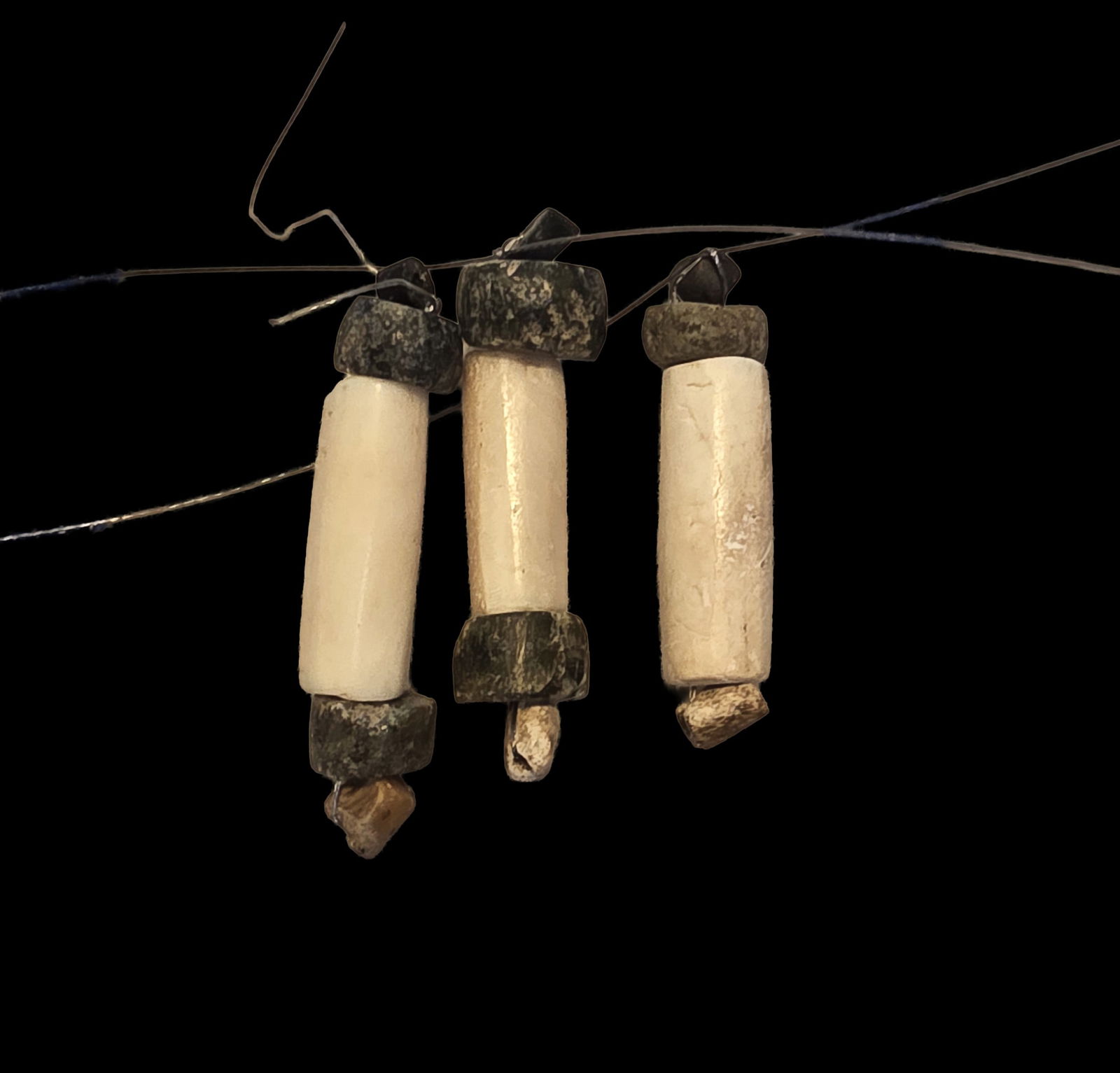 Pre-Columbian Shell and Jade Assemblages: .25 x 1.25" Pre-Columbian Shell and Jade Assemblages, Mesoamerica, 300-800 C E , Assorted Sizes