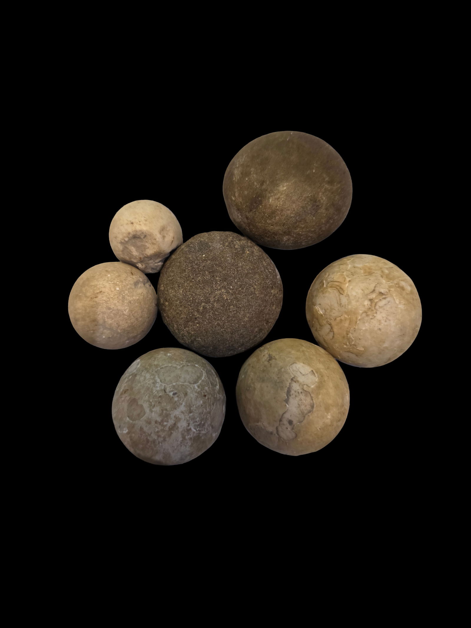 Pre-Columbian Stone Balls, Ancient Slingers: 1.25" Pre-Columbian Stone Balls, Ancient Slingers, Central America, Mesoamerica 300-800 C.E. Sizes Range