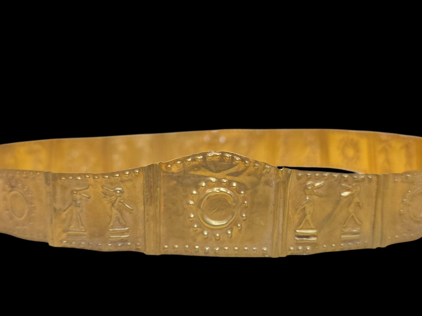 Authentic Pre-Columban Gold Colima Crown, Solid Gold Sheet with Repousse (1 of 4)