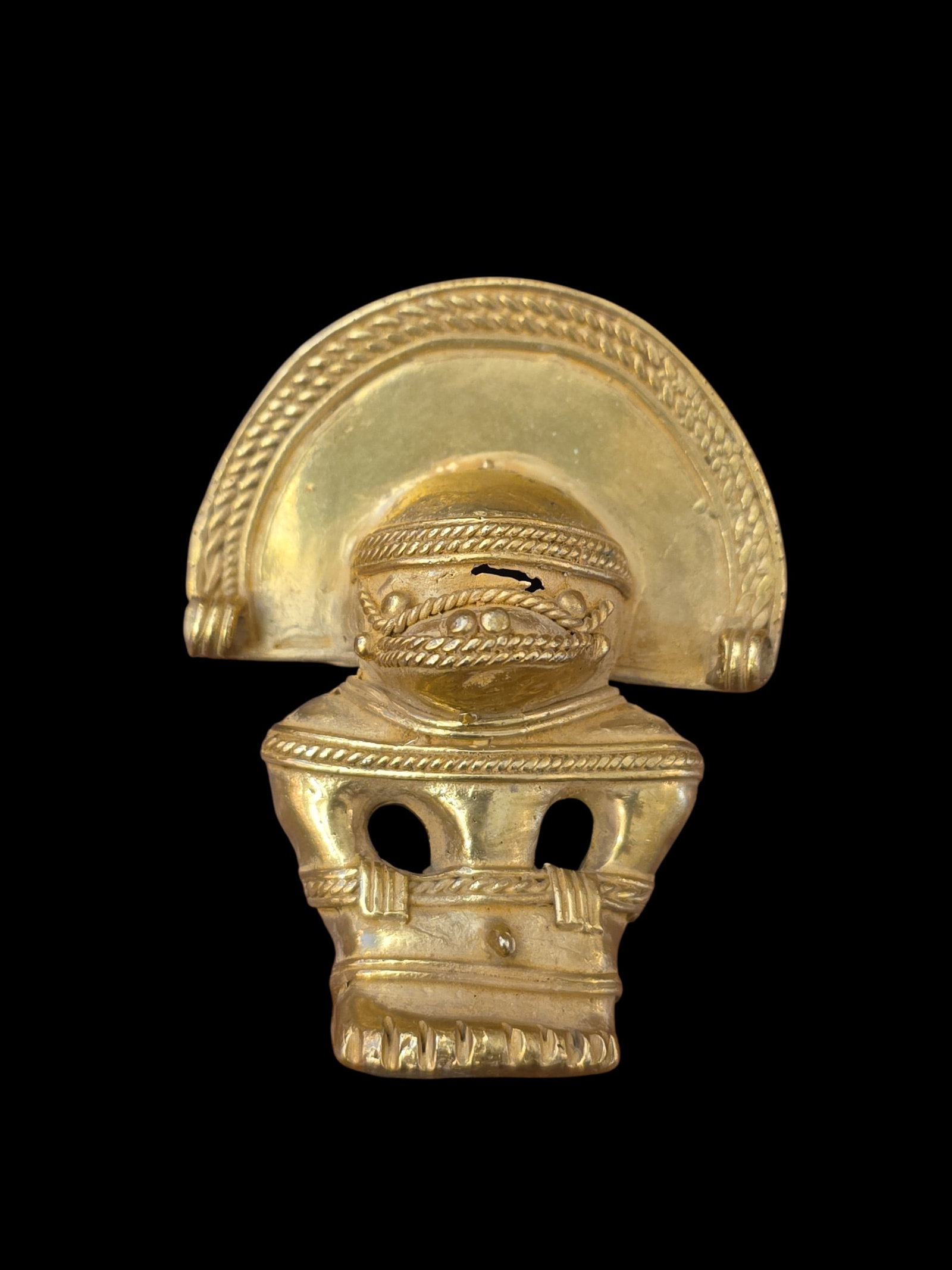 Pre-Columbian Style Tairona Cacique Shaman, Gold Tone (1 of 3)