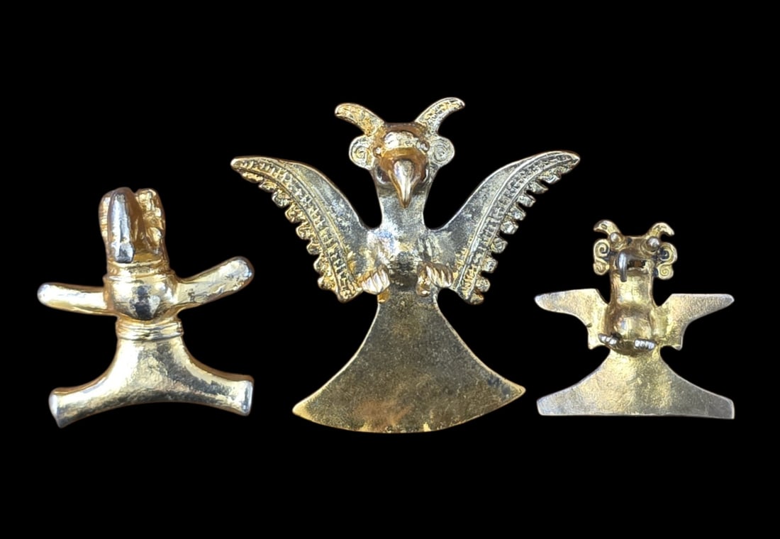 Pre-Columbian Style Panamanian Avian Pendant Collection, Gold Tone (1 of 3)
