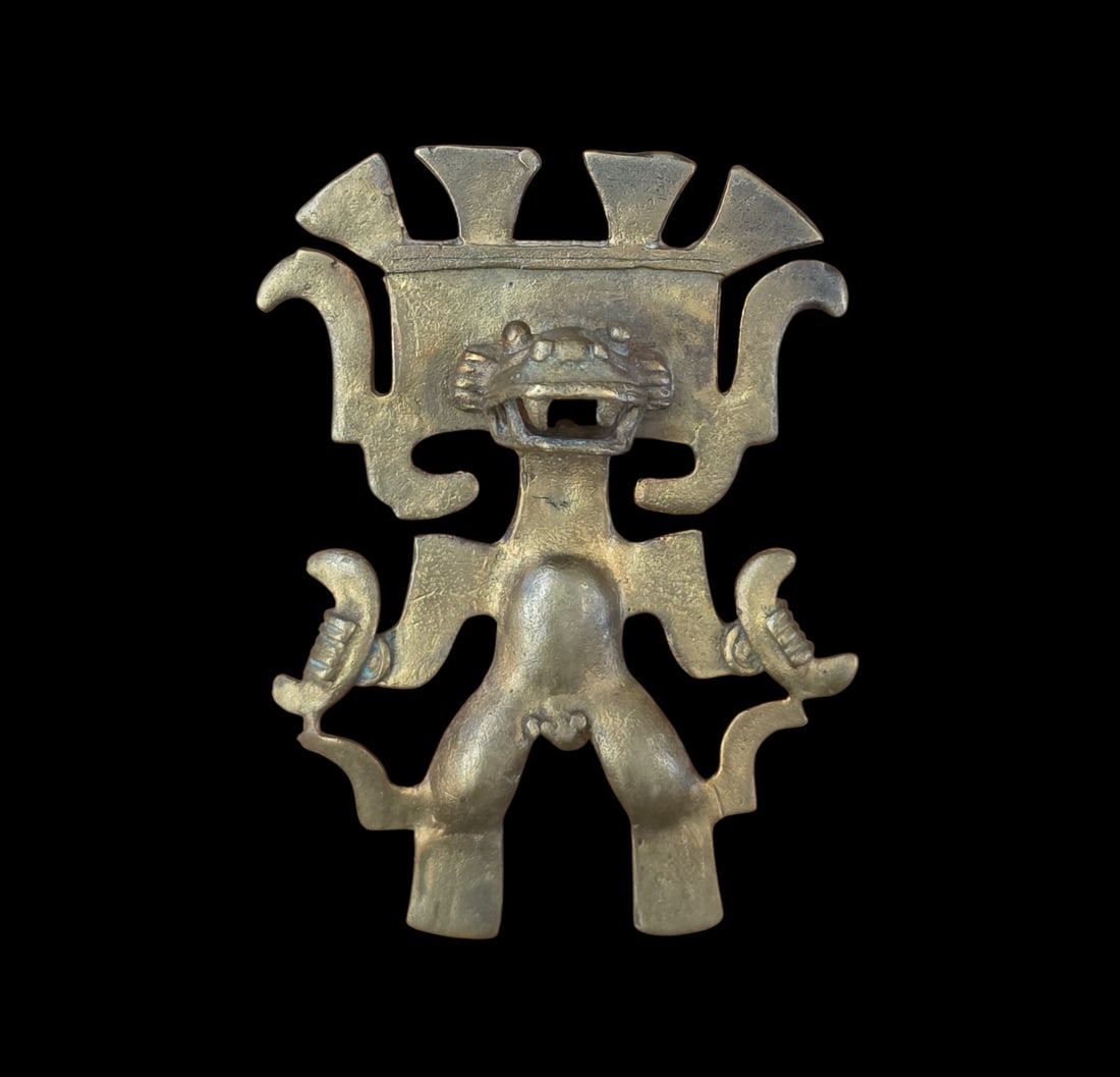 Pre-Columbian Style Crocodile Pendant, Gold Tone (1 of 3)
