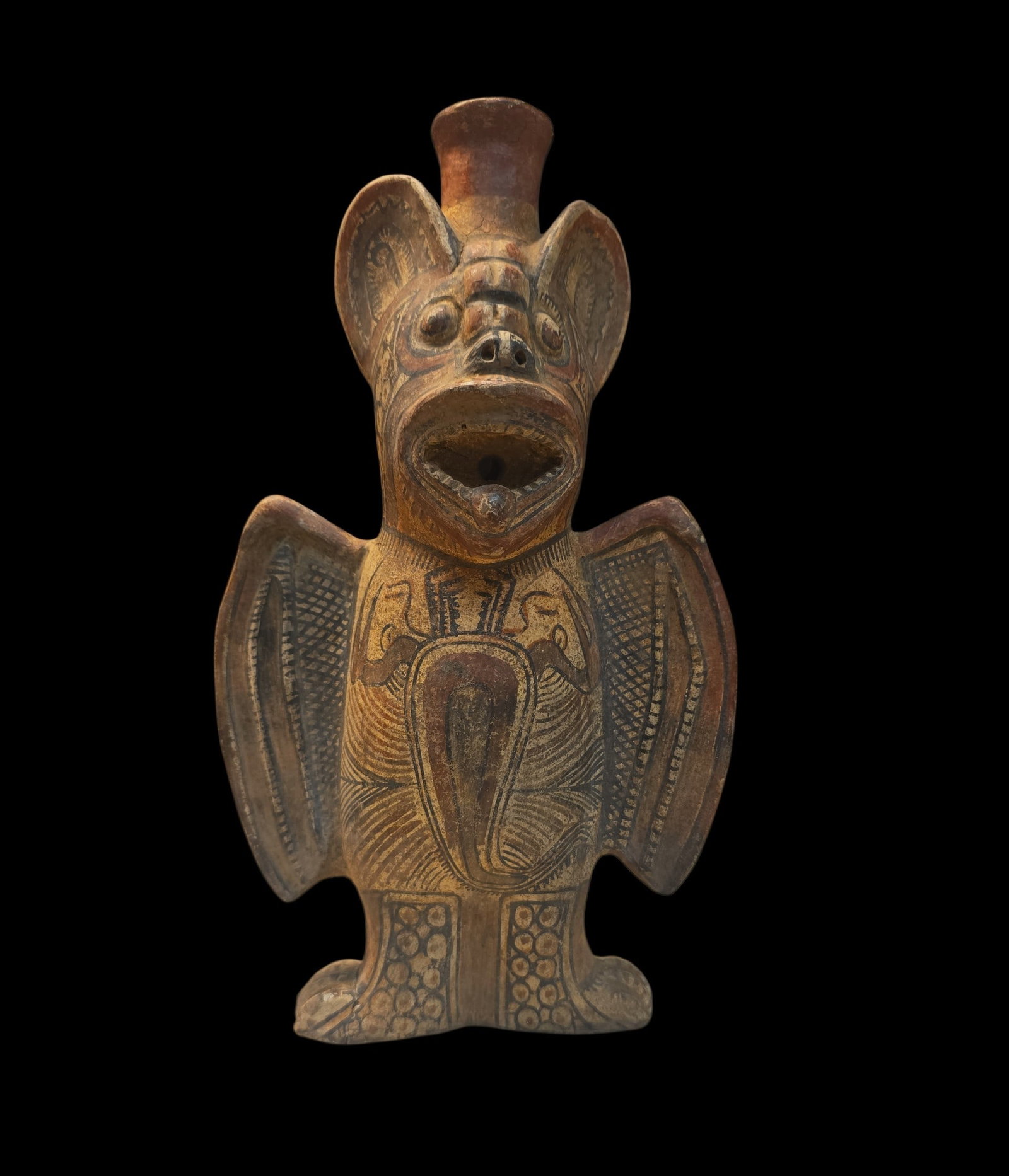 Pre-Columbian Style Tairona Bat Polychrome Vessel (1 of 5)