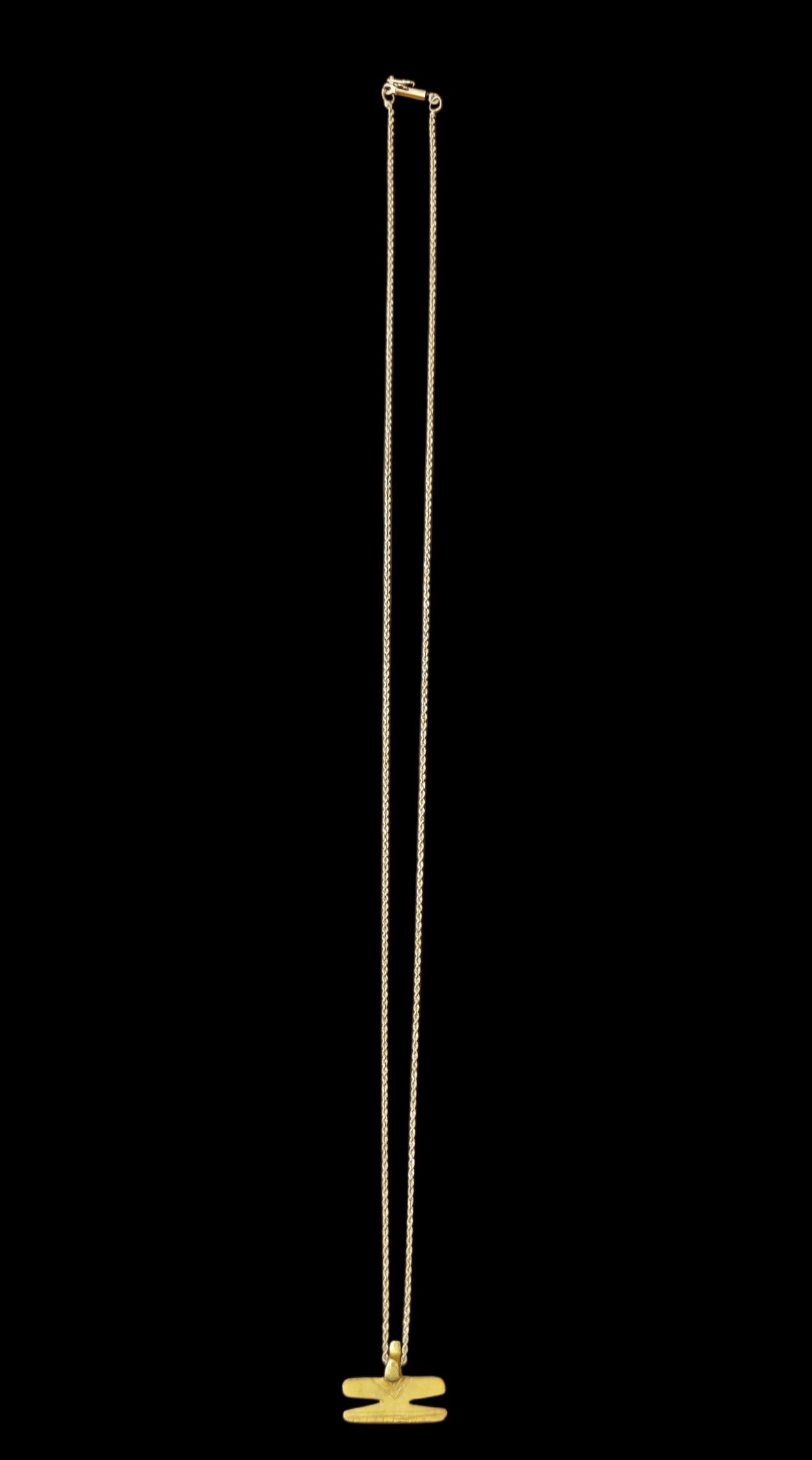 Pre-Columbian Tairona Avian Pendant Necklace, Tairona Gold Pendant: 12" Drop Length Pre-Columbian Tairona Avian Pendant Necklace, Tairona Gold Pendant, Modern Day Gold Chain, Tairona Culture 800-1200 C.E.