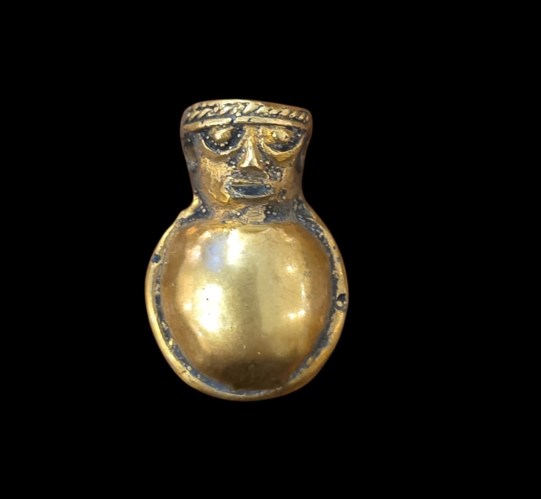 Pre-Columbian Tairona Gold Shaman Figure Pendant: 2.5 Grams Pre-Columbian Tairona Gold Shaman Figure Pendant, Tairona Culture 800-1200 C.E.