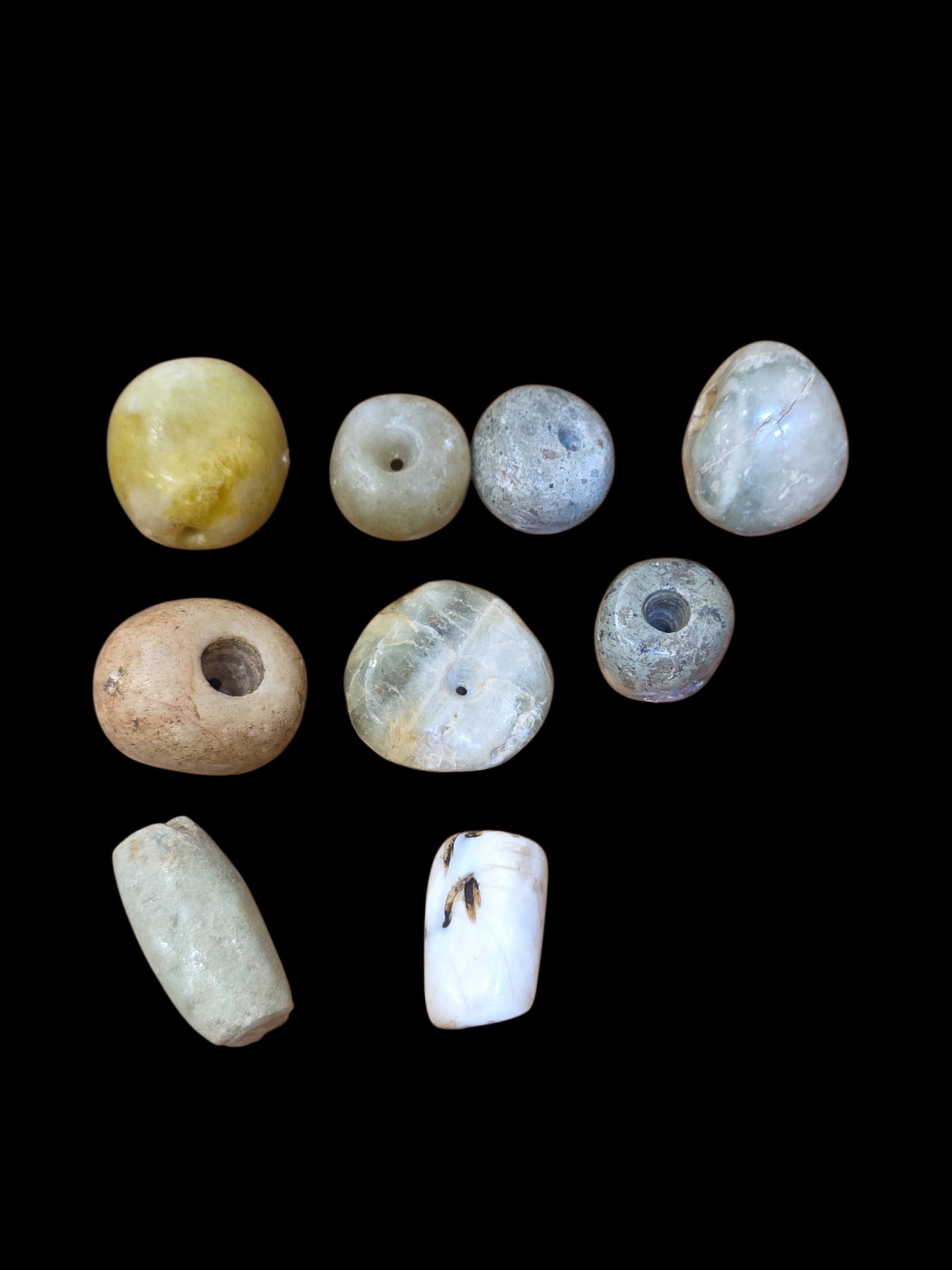 Pre-Columbian Assorted Bead Collection Mayan: 1" Pre-Columbian Assorted Bead Collection Mayan, High Polish Beads , Mesoamerica , 300-800 C.E.