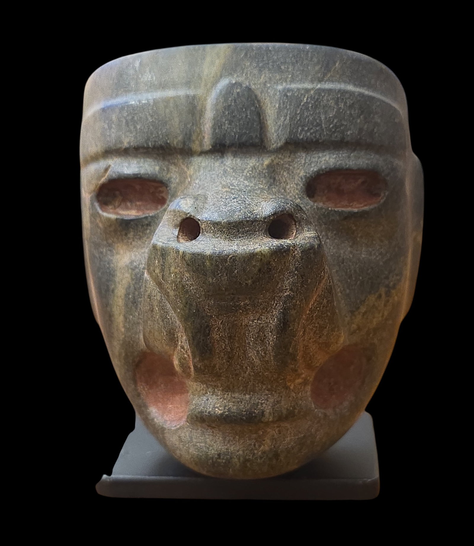 Pre-Columbian Olmec Green Stone Mask (1 of 5)
