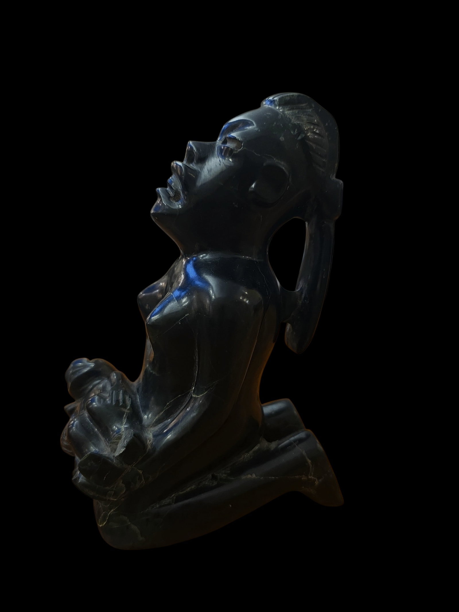Pre-Columbian Style Jade Olmec Kneeling Figure With Child (1 of 7)