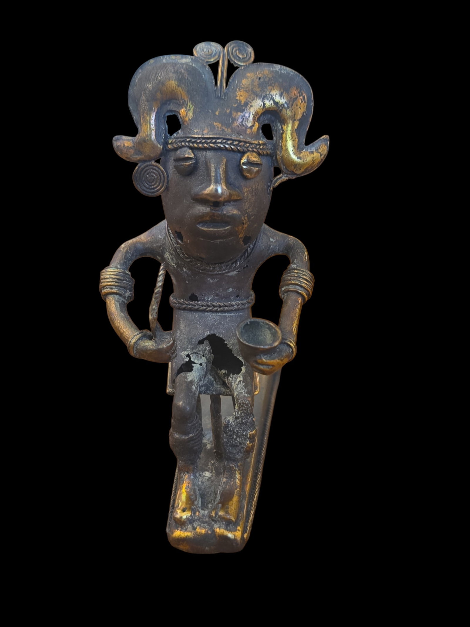 Pre-Columbian Tairona Ceremonial Shaman Finial Tumbaga (1 of 7)