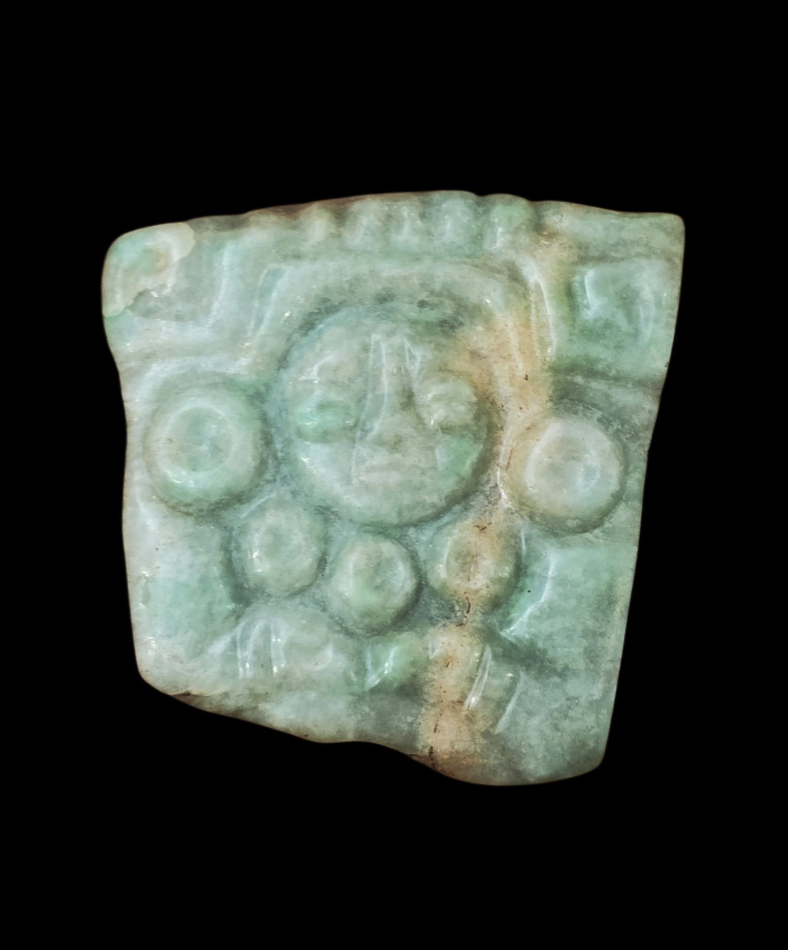Pre-Columbian Mayan Apple Green Jade Pectoral (1 of 6)