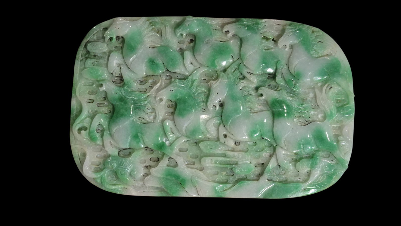 Antique Chinese Jade Plaque With Carved Horses (1 of 5)