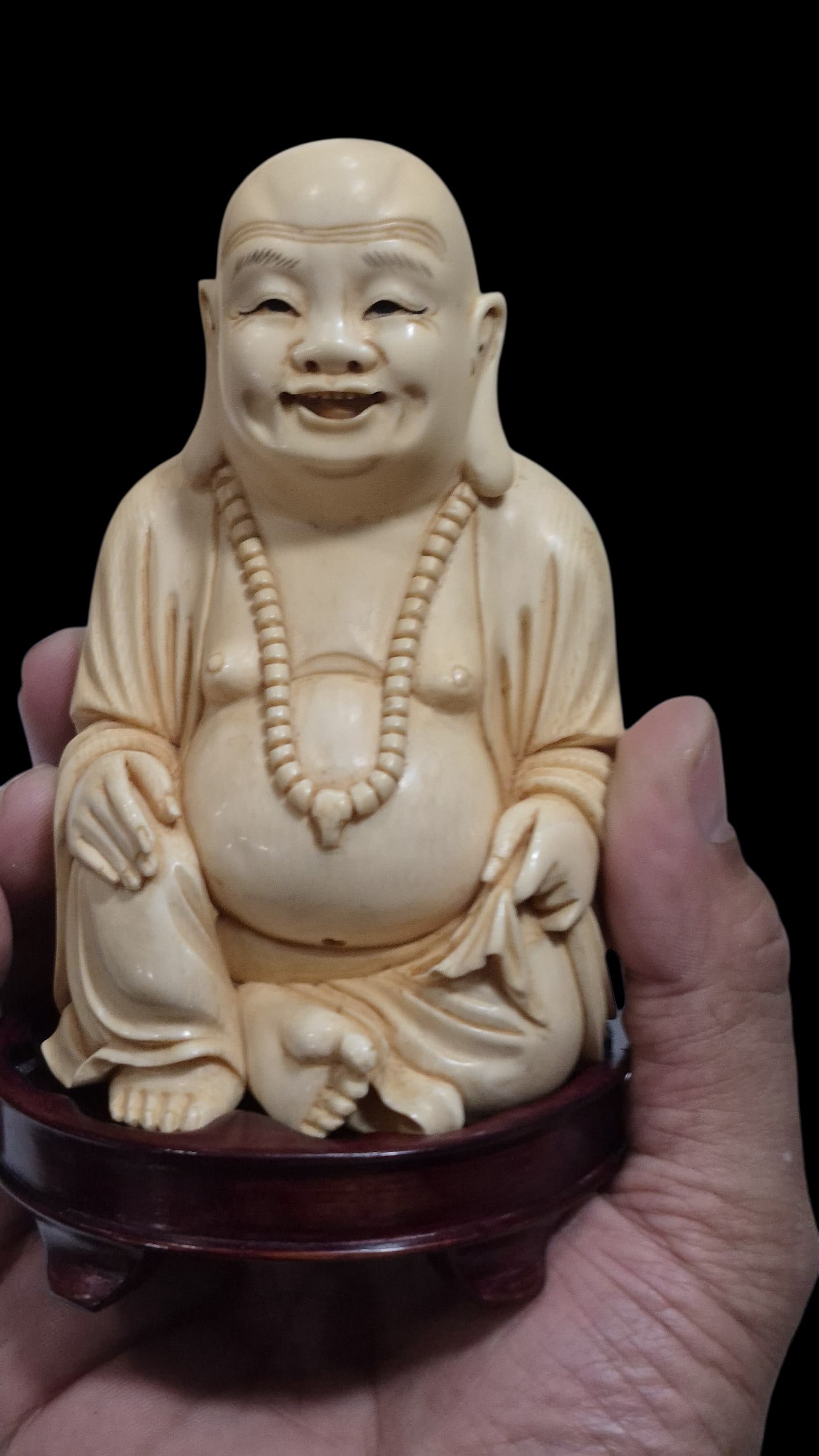 19Th Century Chinese Carved Buddha On Rosewood Base (1 of 4)