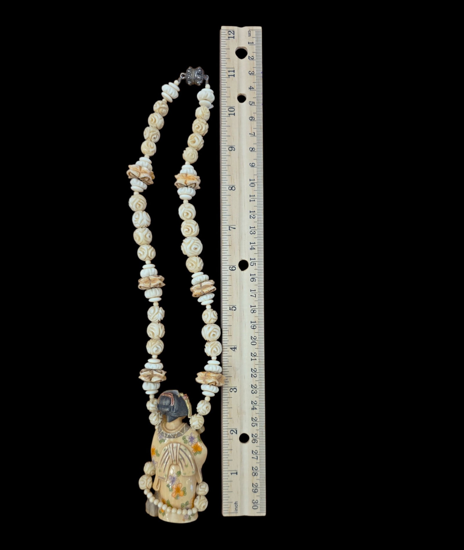 Mid-Century Polychrome Netsuke Beaded Necklace - 2