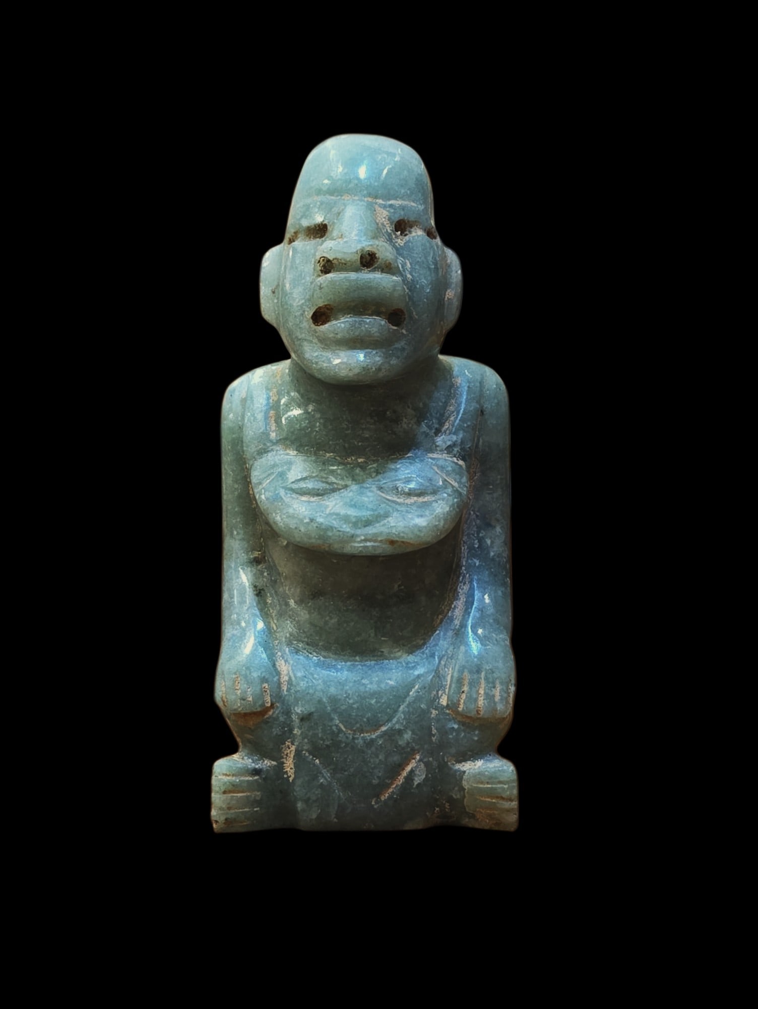 Pre-Columbian Olmec Seated Figure, Jadeite (1 of 5)