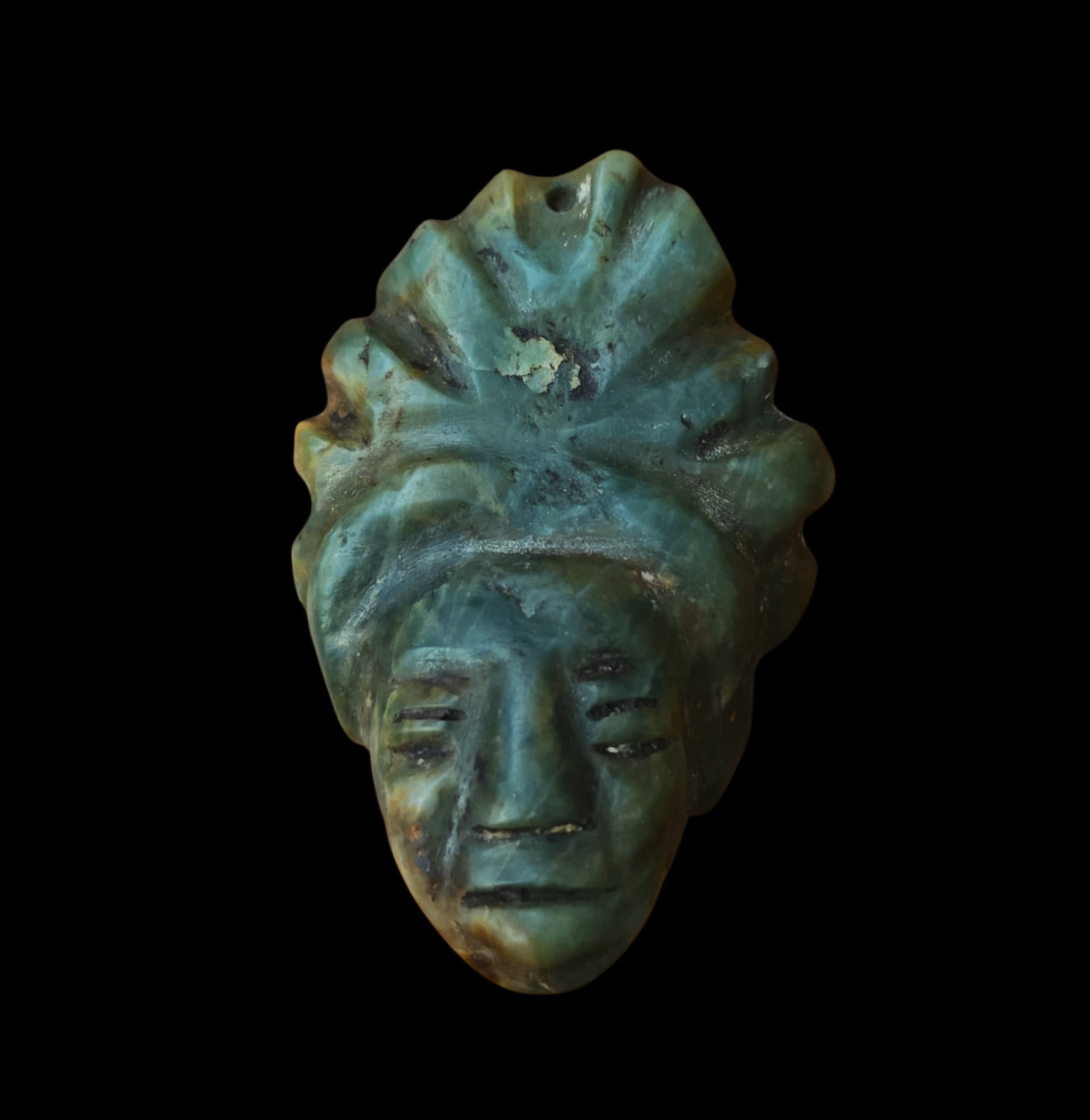 Pre-Columbian Mayan Figural Pendant, Green Jade (1 of 5)