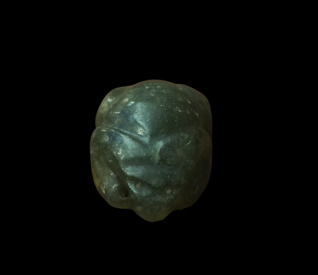 Pre-Columbian Jadeite Jade Frog Pendant Costa Rica: 1.5" X 1" Pre-Columbian Jadeite Jade Frog Pendant, Translucent Jade, Mineral Deposits, Ceremonial Half-back, Nicoya Costa Rica