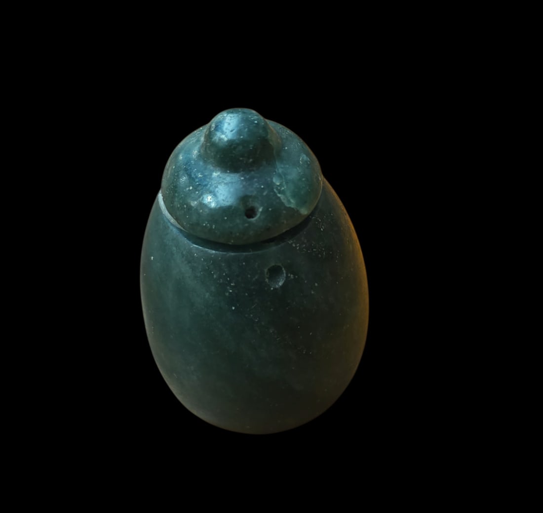 Pre-Columbian Blue Jade Container With Lid (1 of 5)