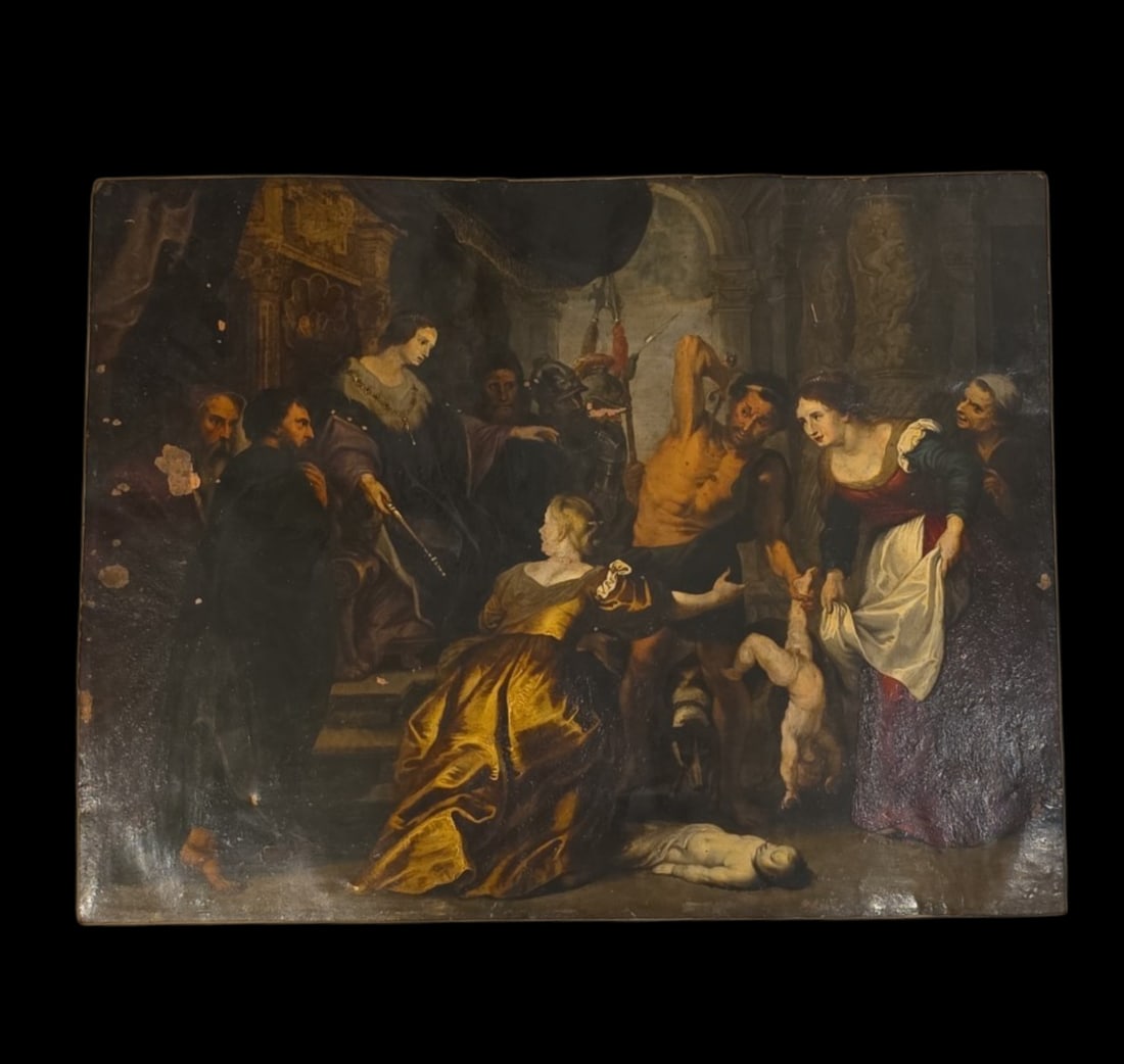 17Th Century Flemish School, The Judgement Of Solomon, Oil On Copper, Extremely Rare (1 of 6)