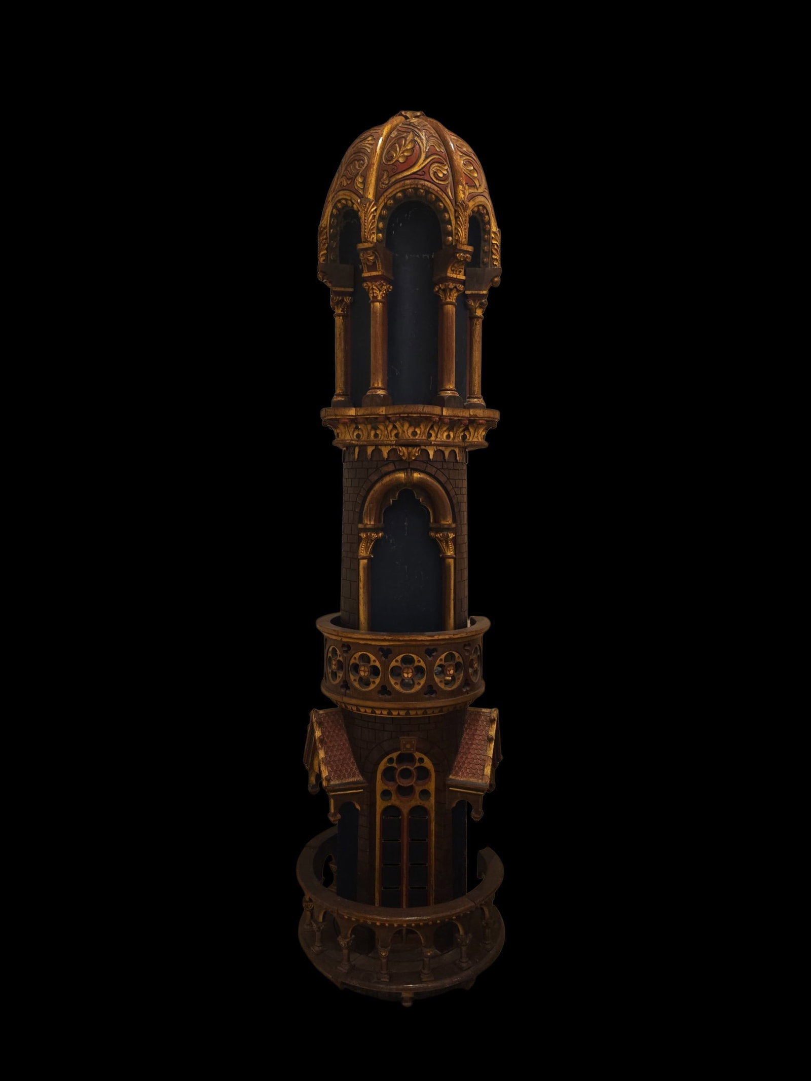 Antique 19Th Century Gothic Revival Dome Spire: 79" X 17" Antique 19Th Century Gothic Revival Dome Spire, Architectural Dome Spire Ecclesiastical, Gilded Dome Spire, Carved From Solid Oak Or Mahogany, French Gilding