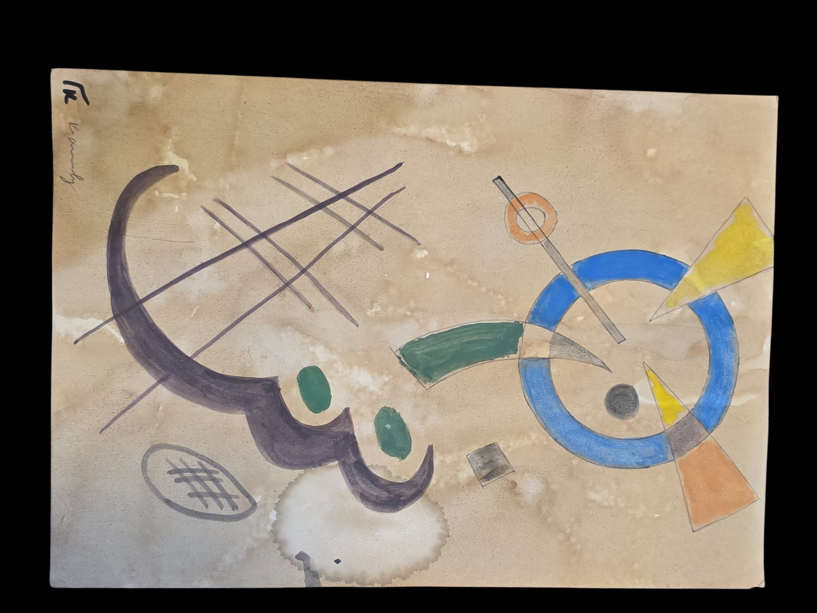 Wasilly Kandinsky, "Two Movements" Watercolor On Paper (1 of 3)