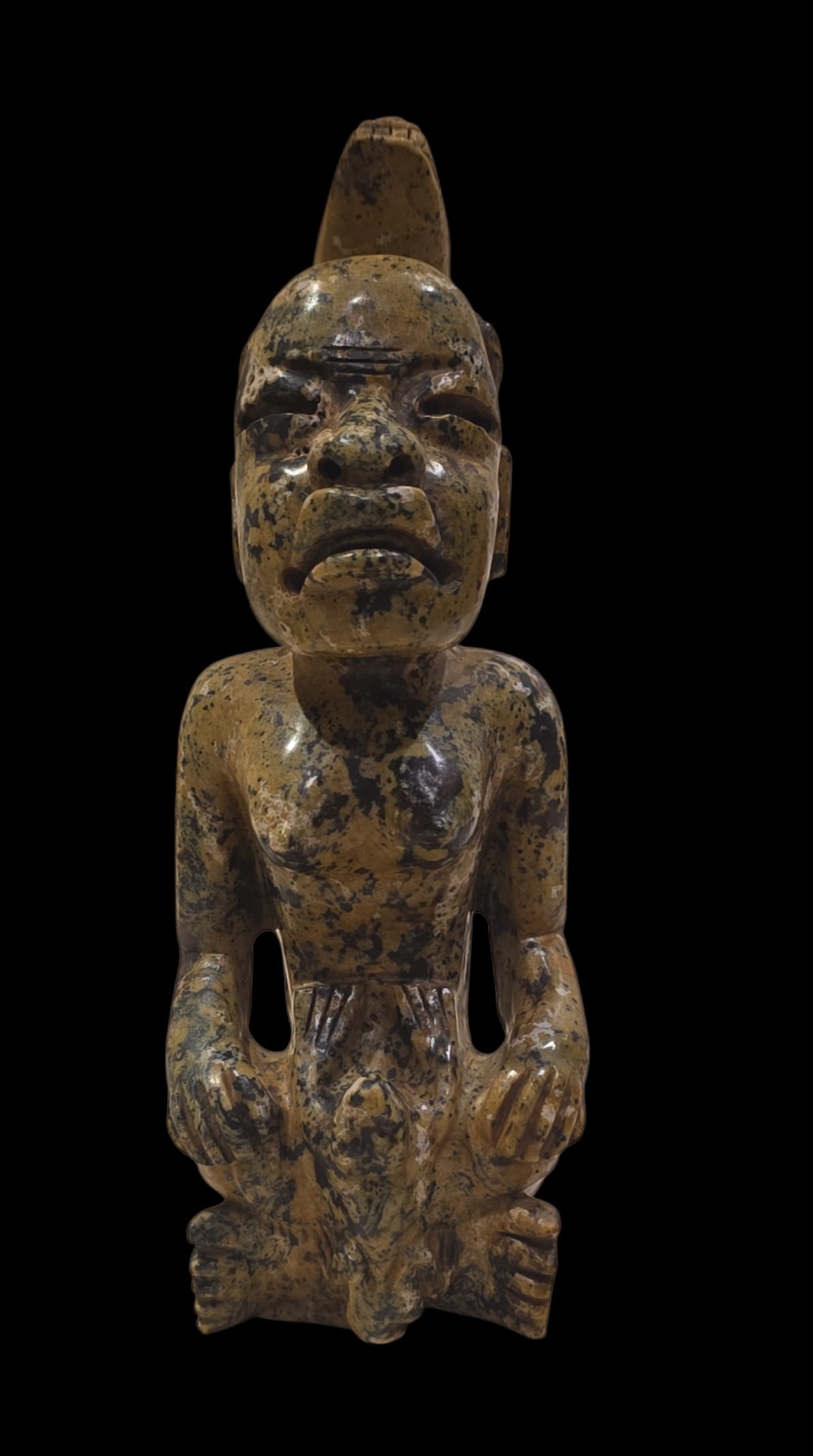 Pre-Columbian Style Stone Carving Of Seated Figure (1 of 4)