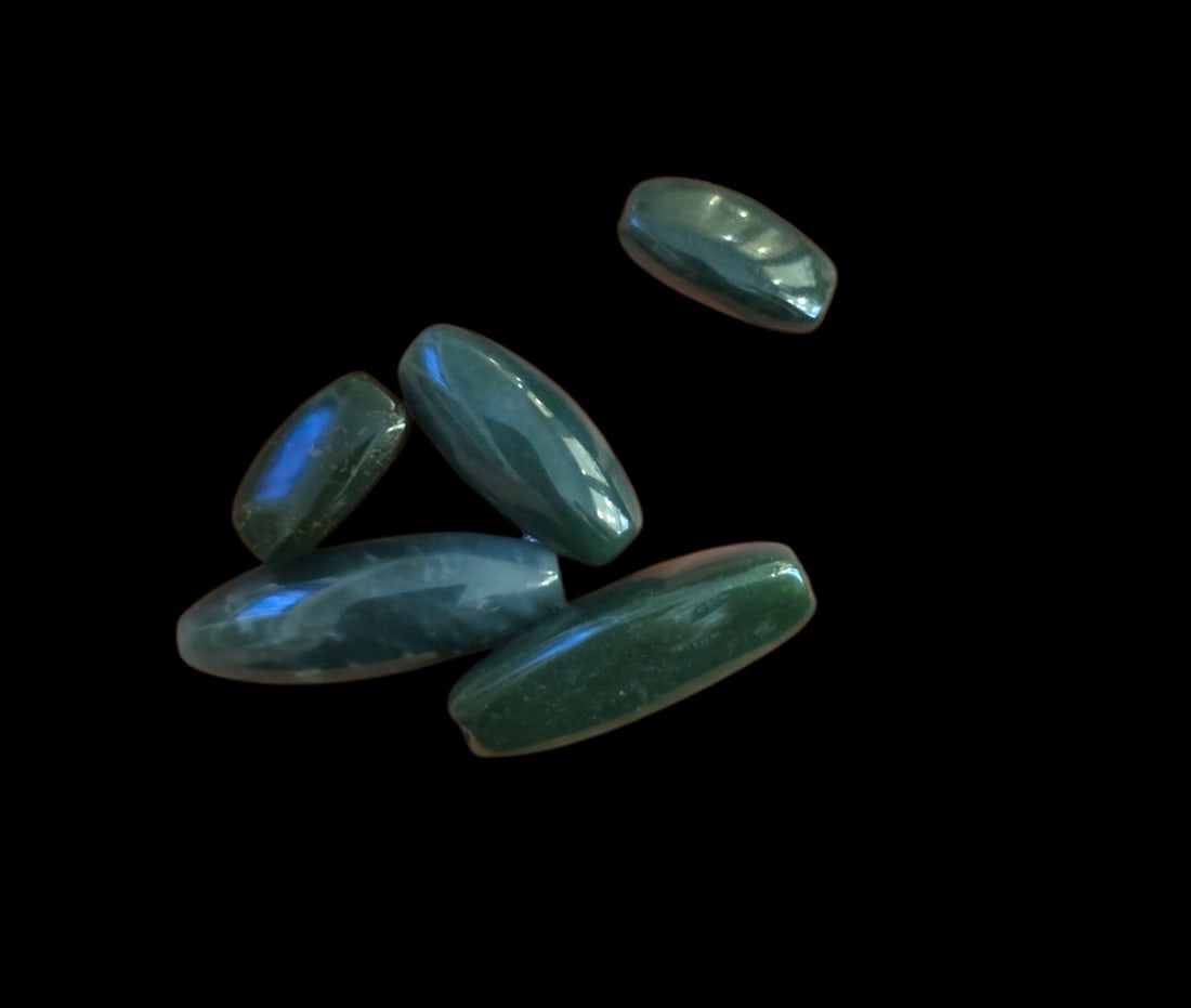 Pre-Columbian Blue Jade Tube Beads (1 of 3)