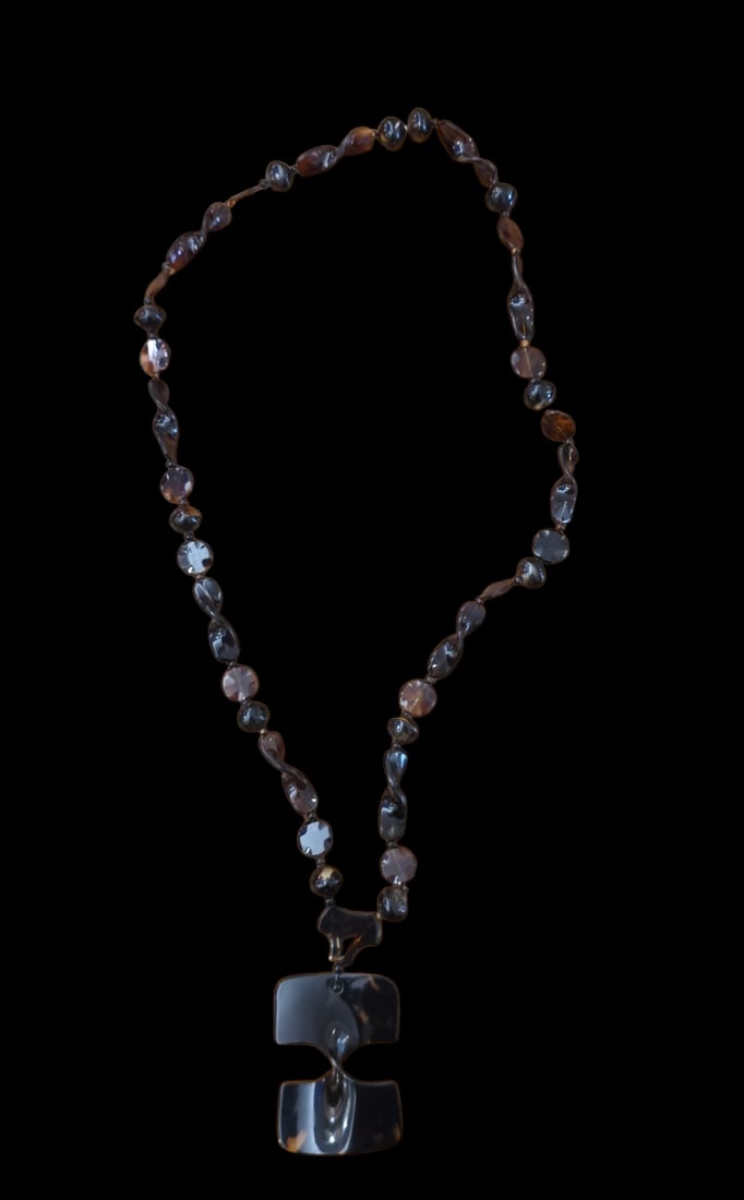 Antique Victorian Tortoise Laynard Beaded Necklace (1 of 4)